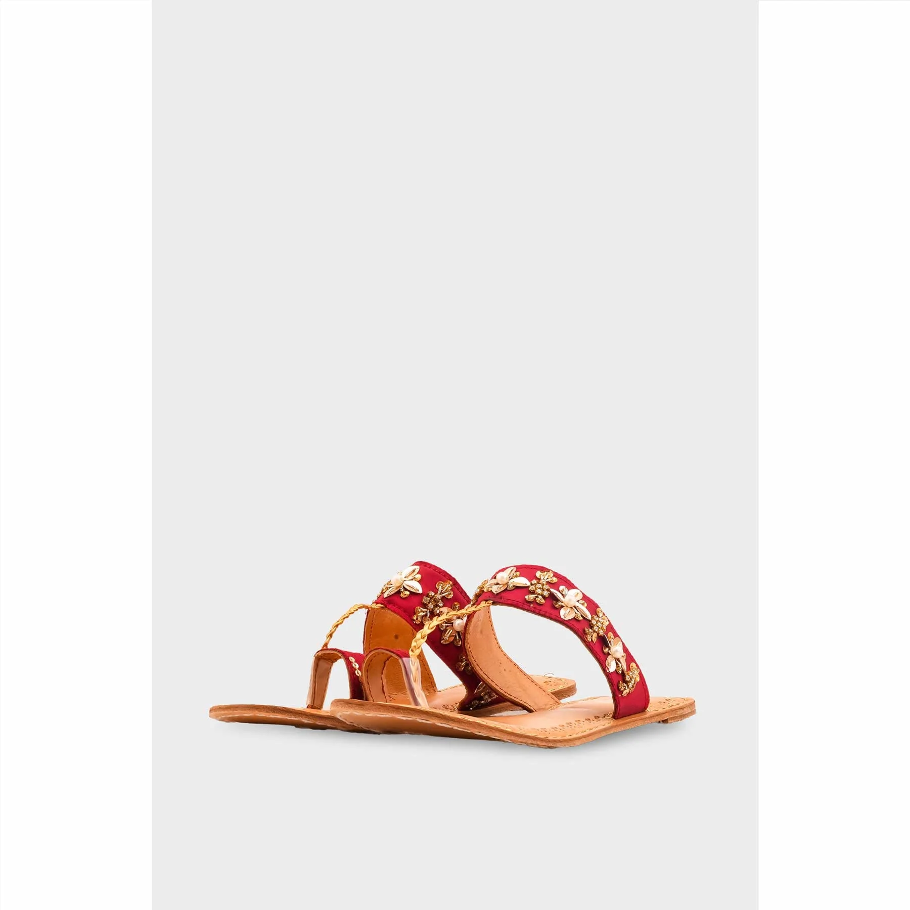 Maroon Leather Kolapori For Women EC0268 - Image 3