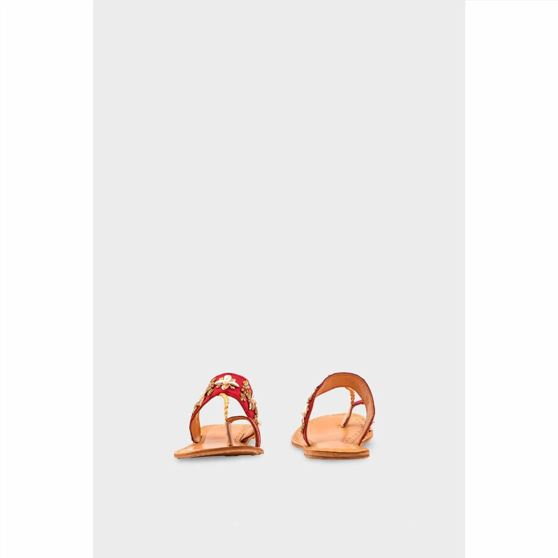 Maroon Leather Kolapori For Women EC0268 - Image 4