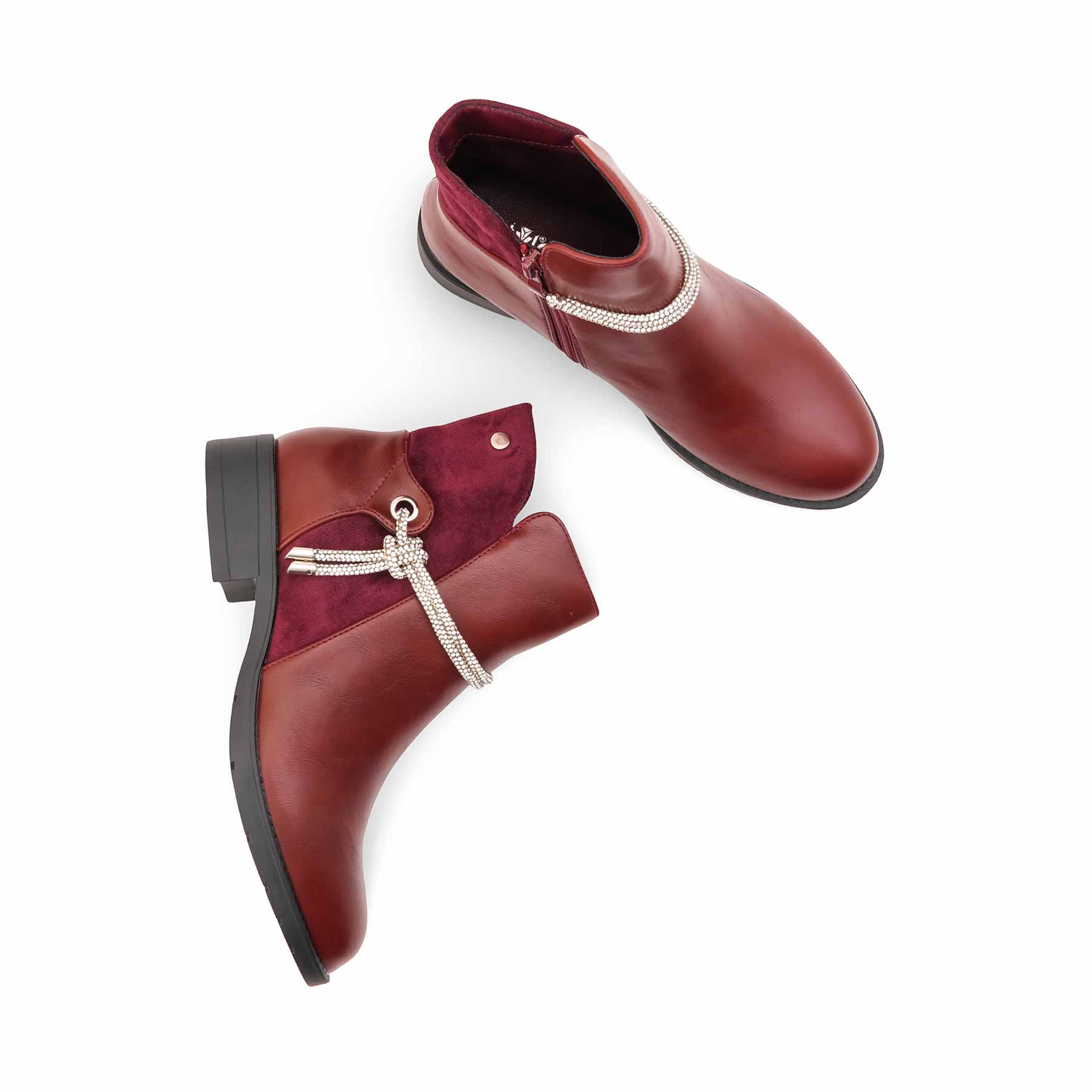 Maroon Long Shoes For Women WN9023 - Image 5