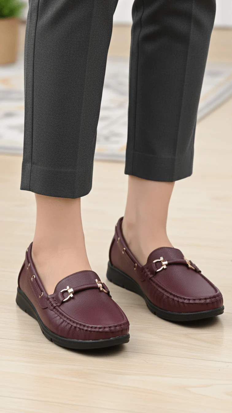 Maroon Moccasin For Ladies WN4513 - Image 2