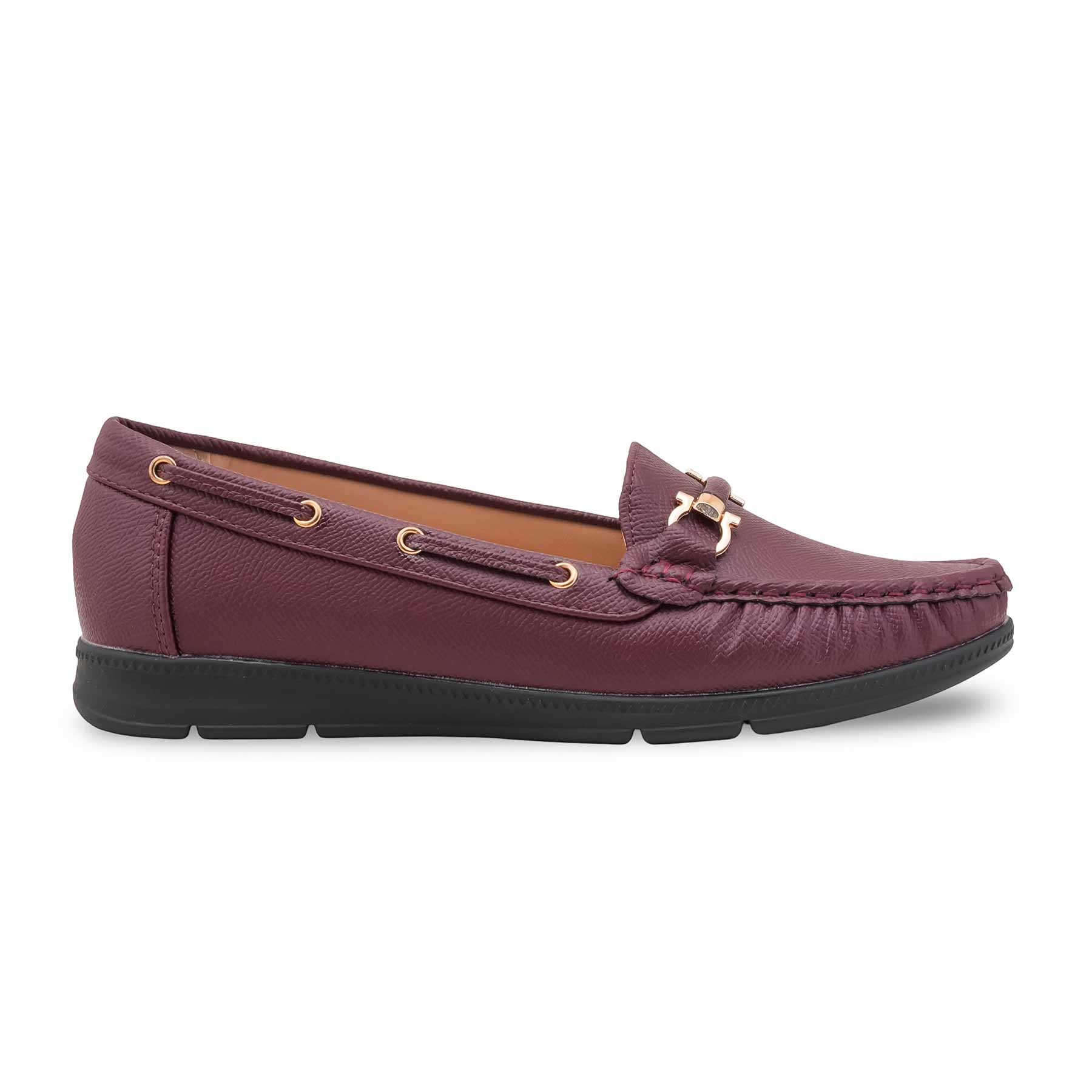 Maroon Moccasin For Ladies WN4513 - Image 3