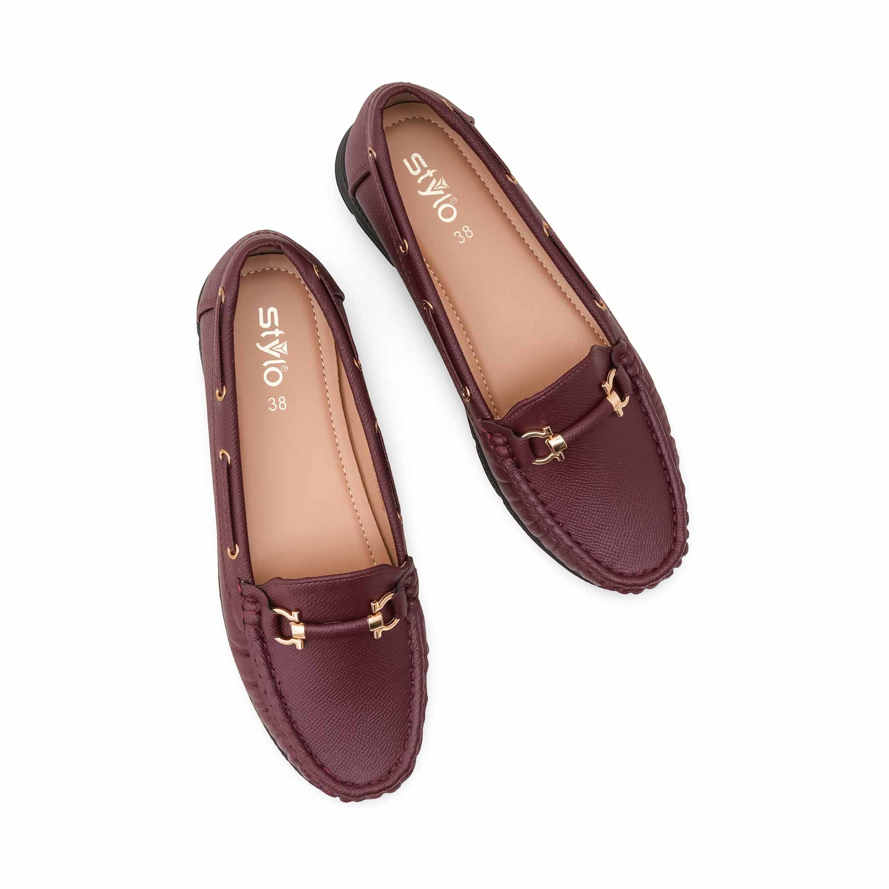 Maroon Moccasin For Ladies WN4513 - Image 6
