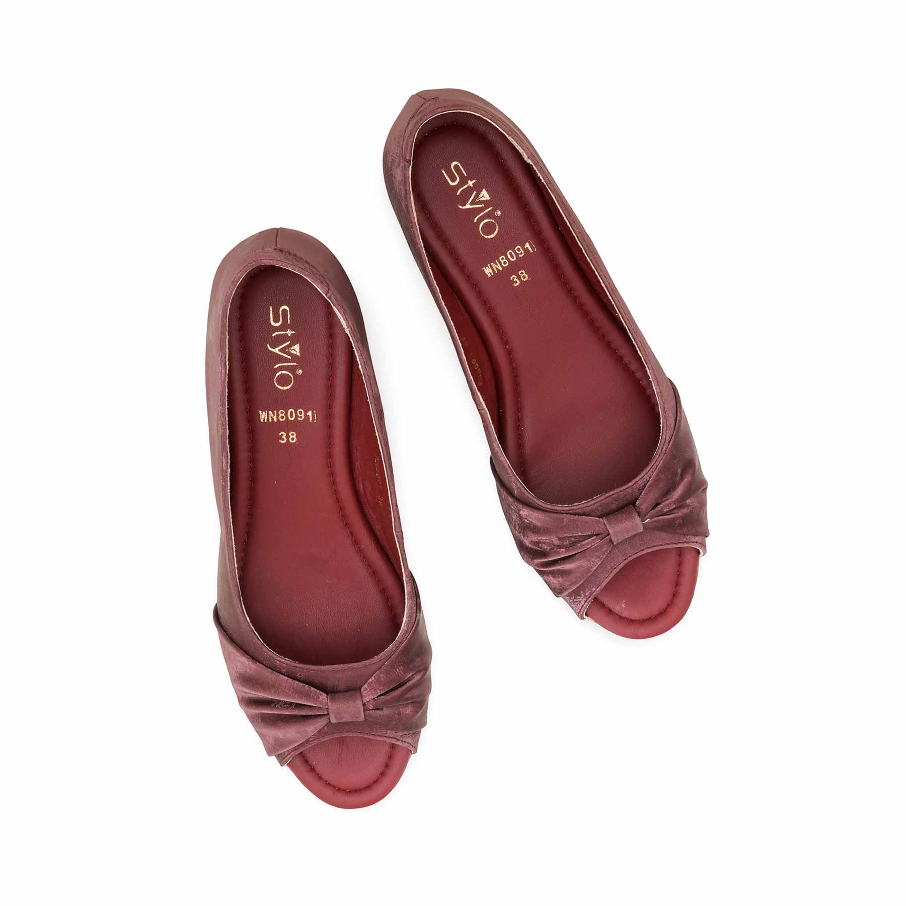 Maroon Peep Toes For Ladies WN8091 - Image 5