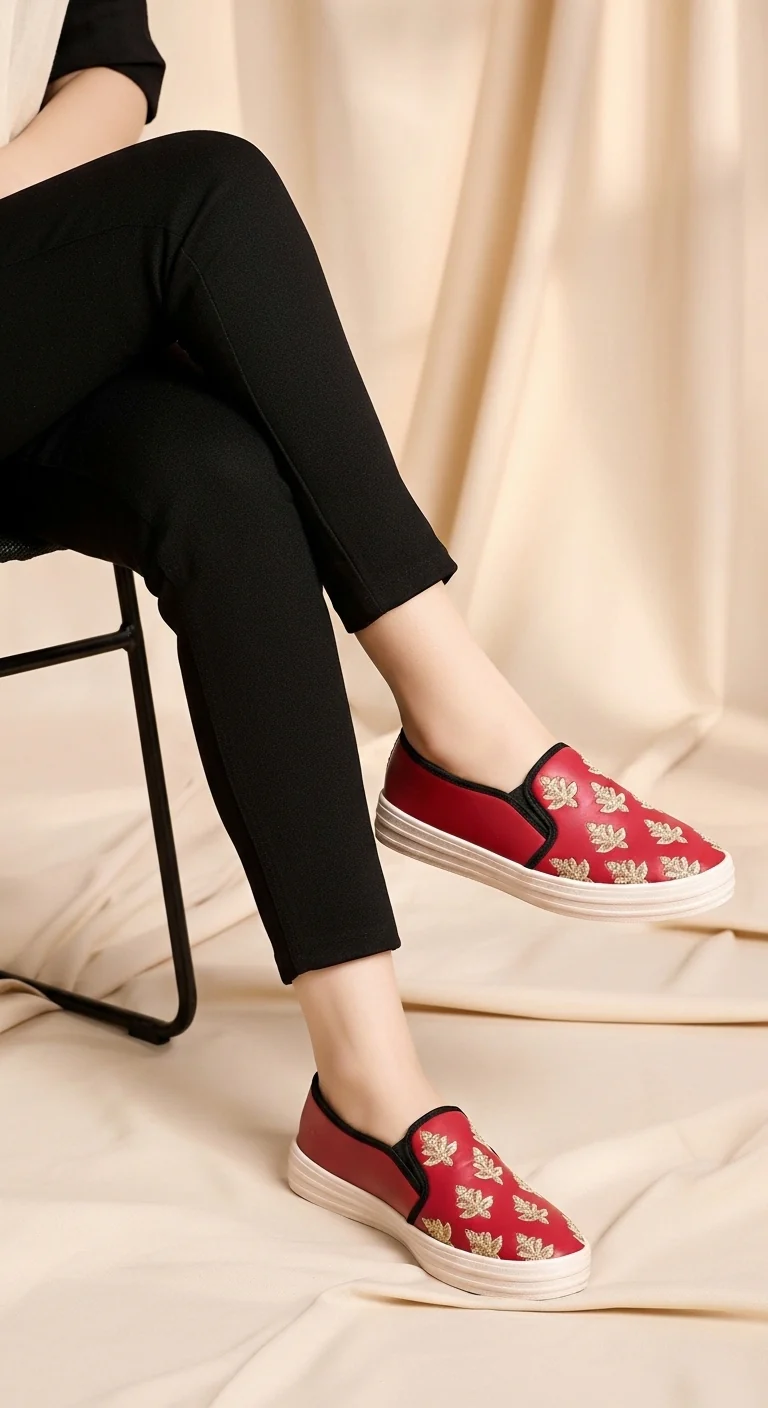 Maroon Sneaker For Ladies WN6205 - Image 2