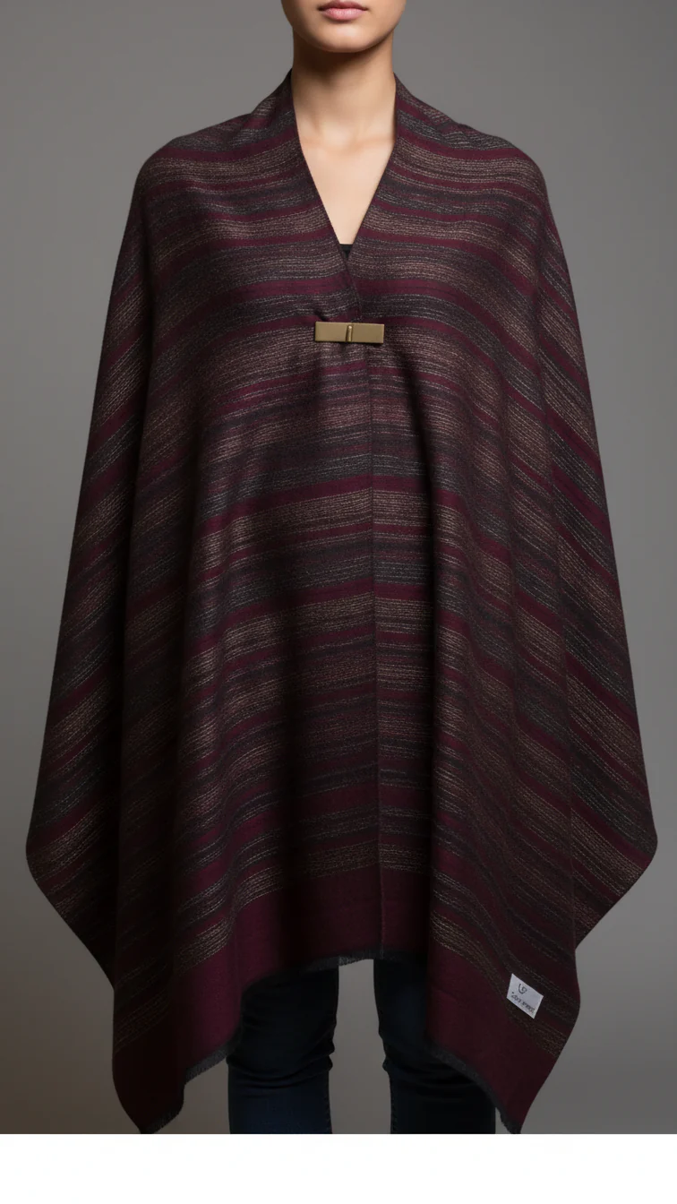 Maroon Winter Cape shawl PW5911 - Image 2