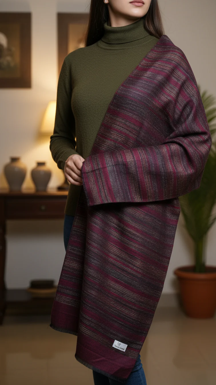 Maroon Winter Cape shawl PW5911 - Image 3