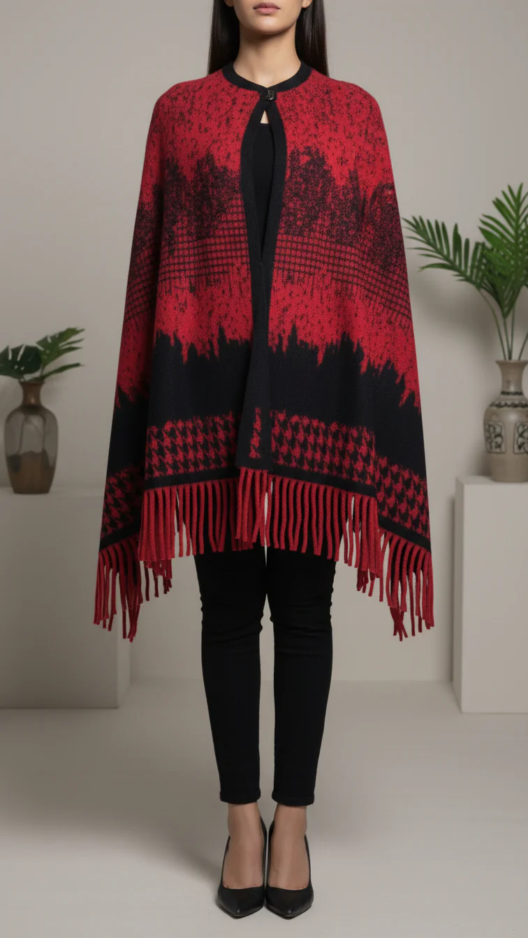 Maroon Winter Cape shawl PW5918