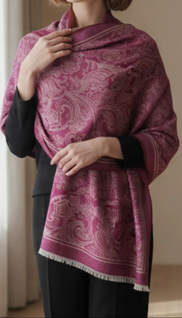 Maroon Winter Stole PN5140 - Image 2