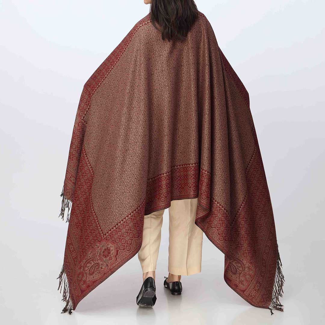 Maroon Winter Shawl PW3701 - Image 2