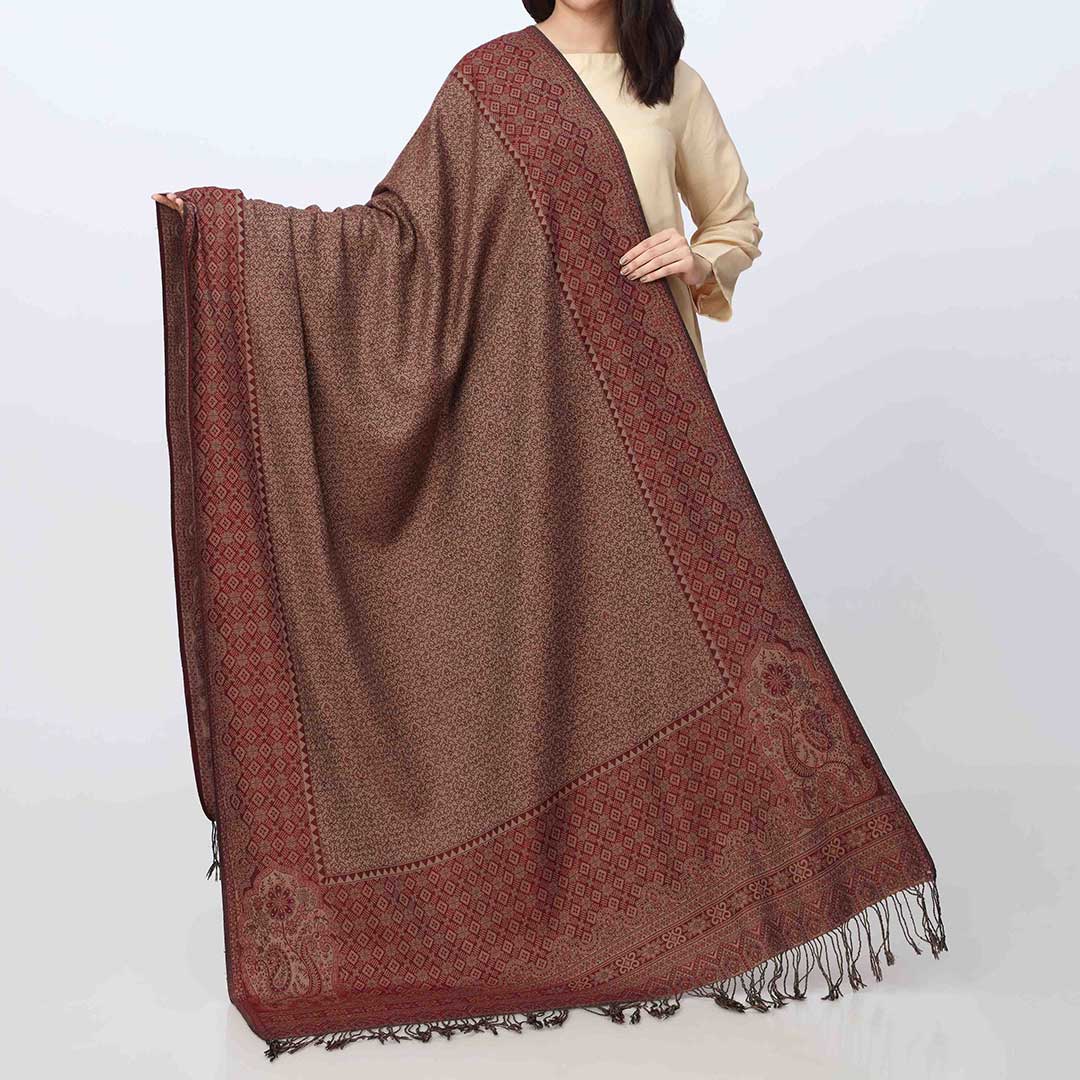 Maroon Winter Shawl PW3701 - Image 3