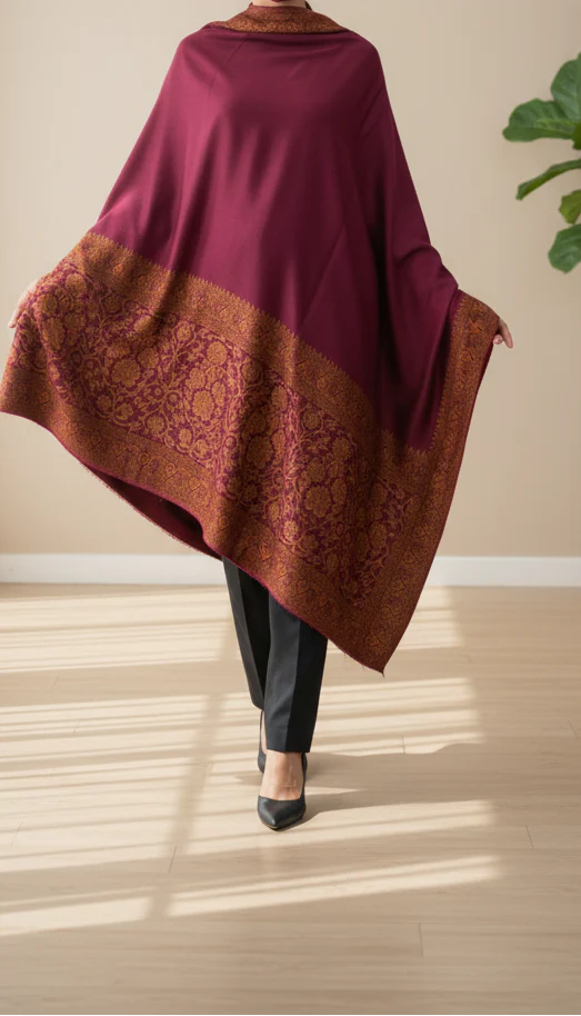 Maroon Winter Shawl PW5852 - Image 2