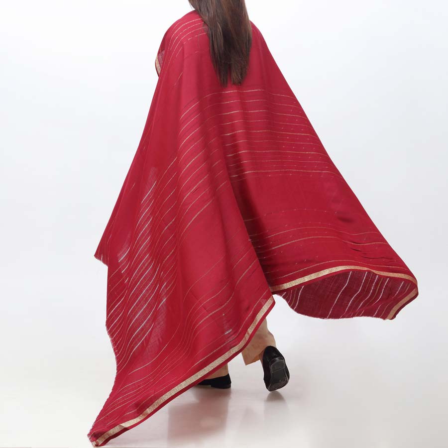 Maroon Zari Border Shawl PW3709 - Image 2