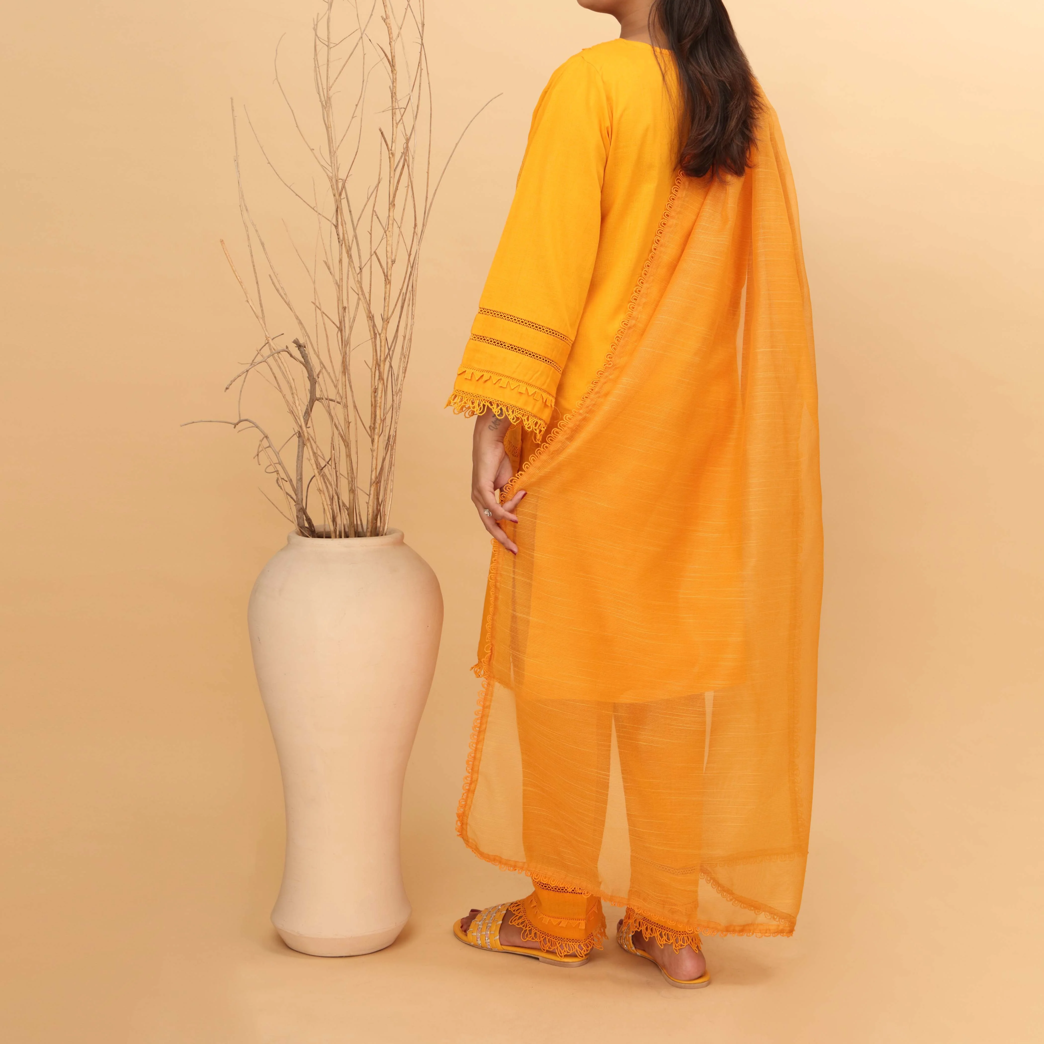 3PC- Embellished Khaddar Suit PW4109 - Image 3