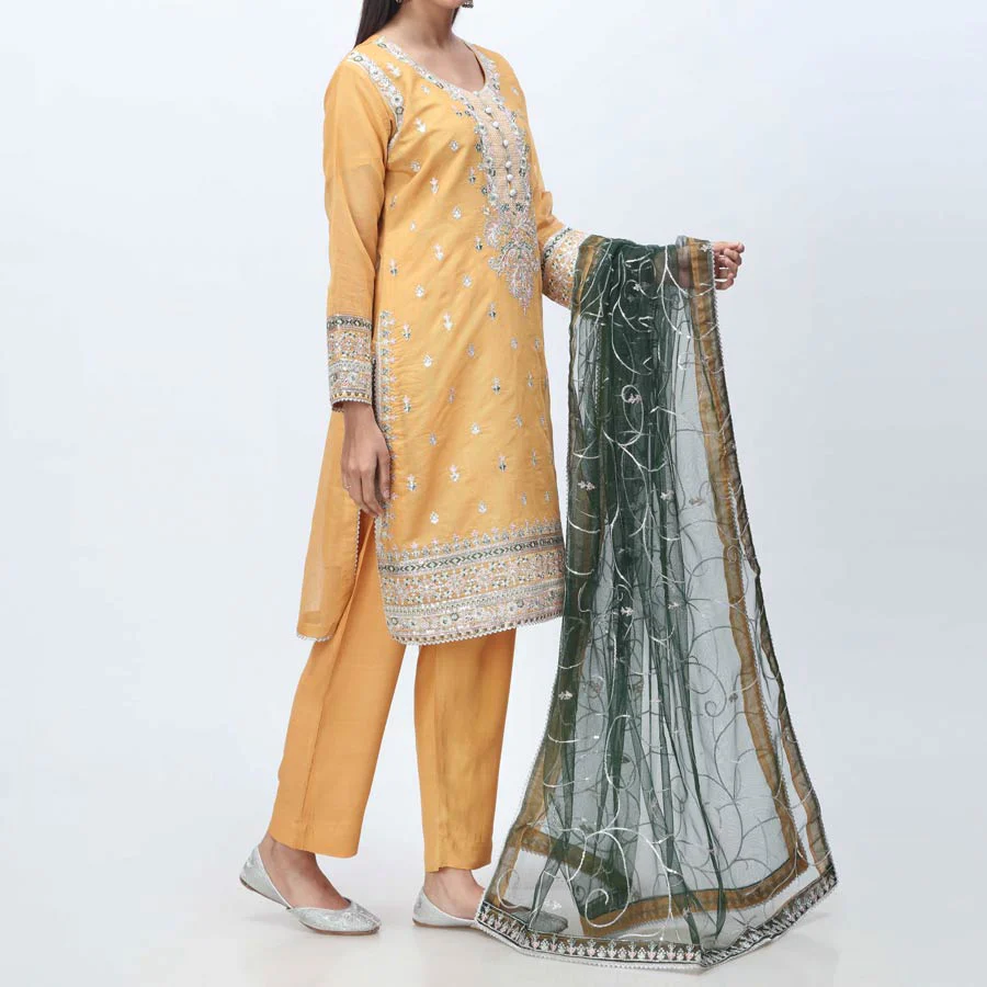 3PC- Embellished Organza Suit PF3006 - Image 2
