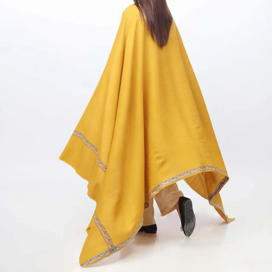 Mustard Embroidered Border Shawl PW3702 - Image 2