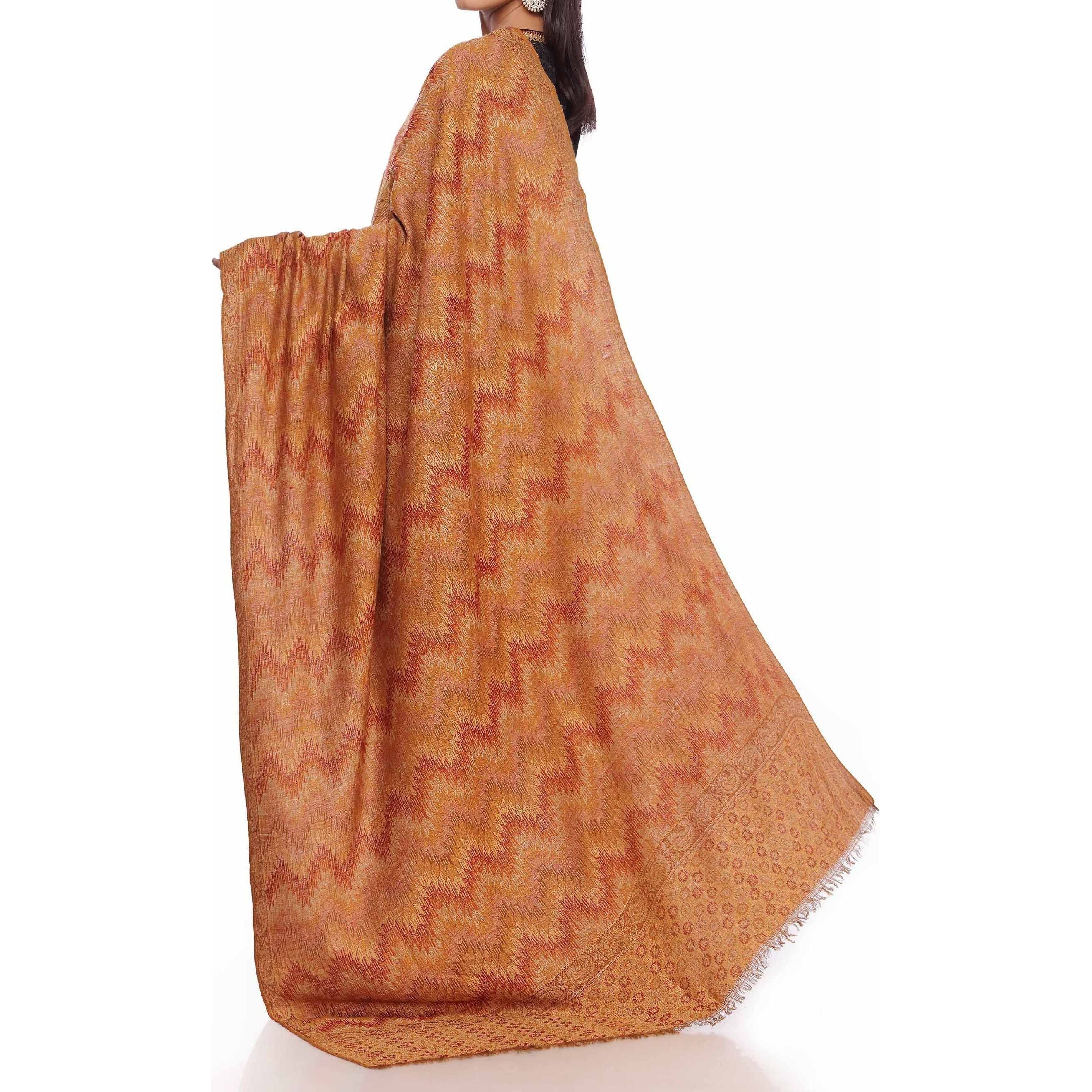 Mustard Jacquard Shawl PW2725 - Image 3