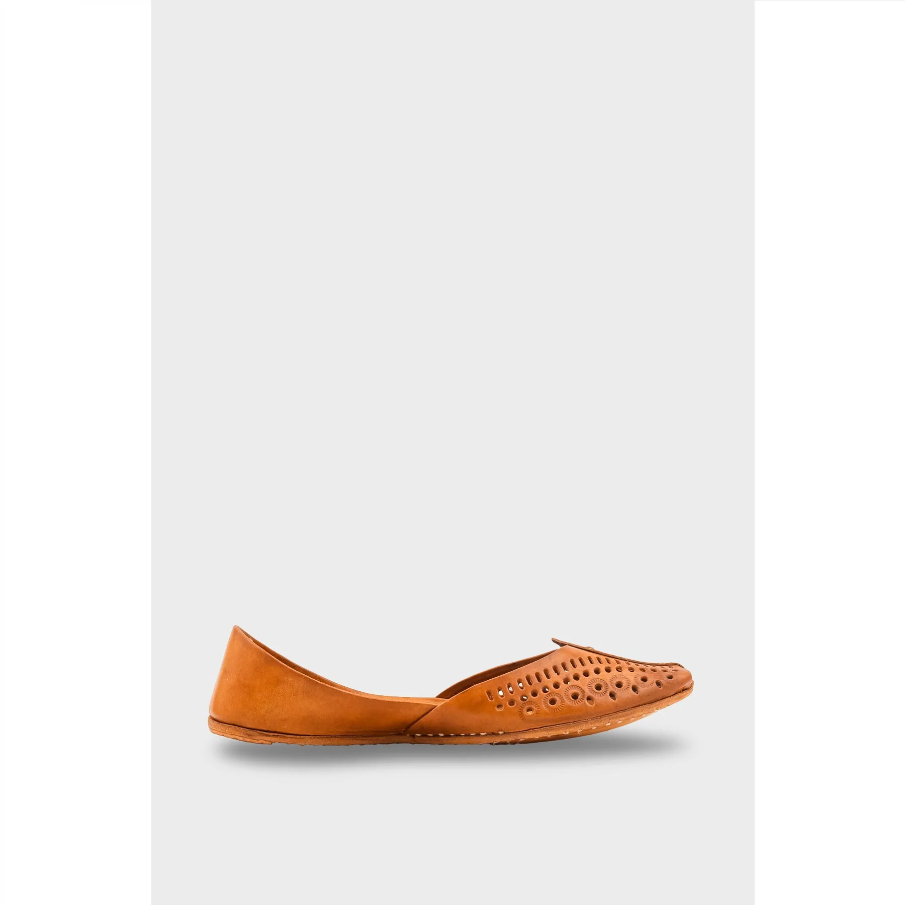 Mustard Leather Khussa For Women EC8710 - Image 3