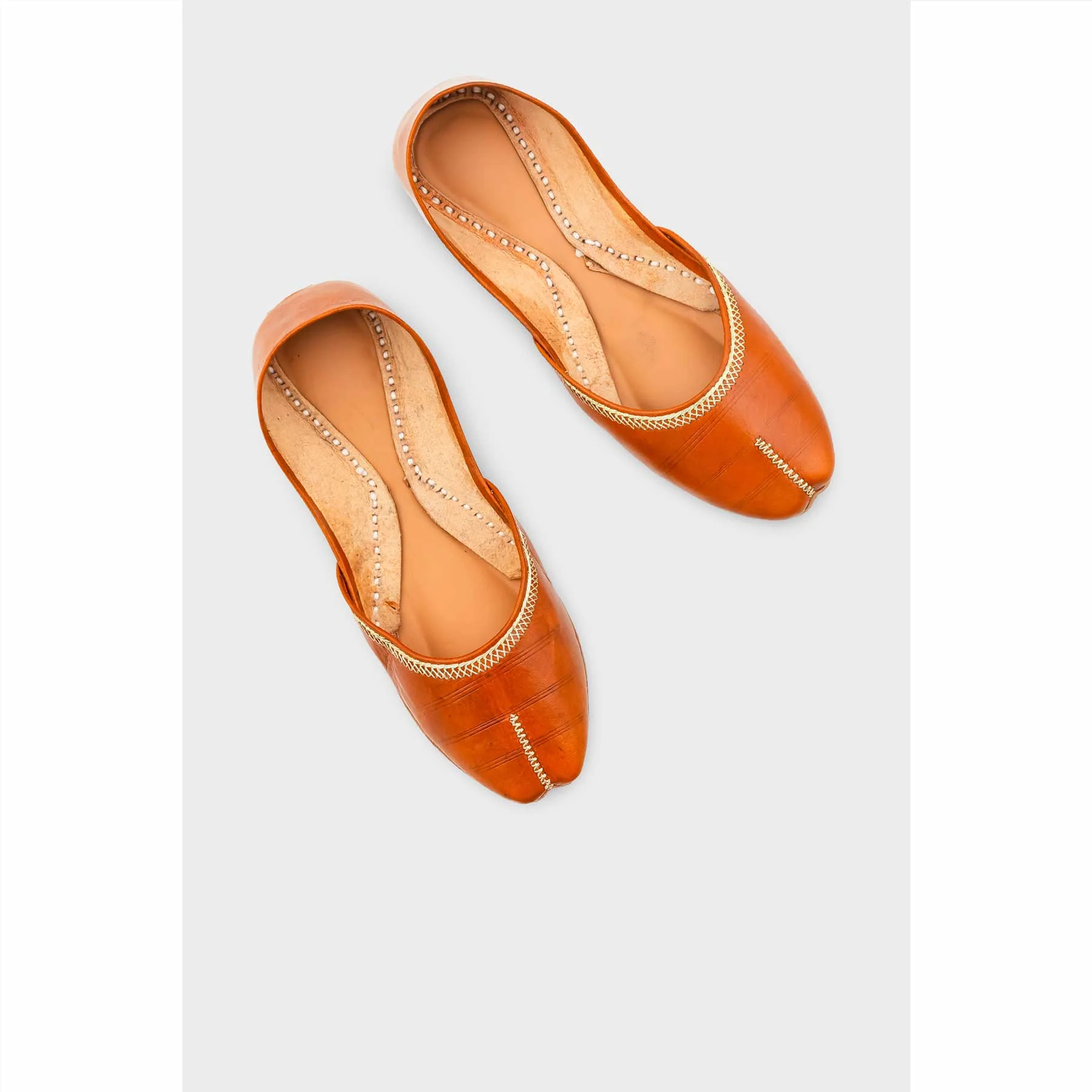 Mustard Leather Khussa For Women EC8712 - Image 5