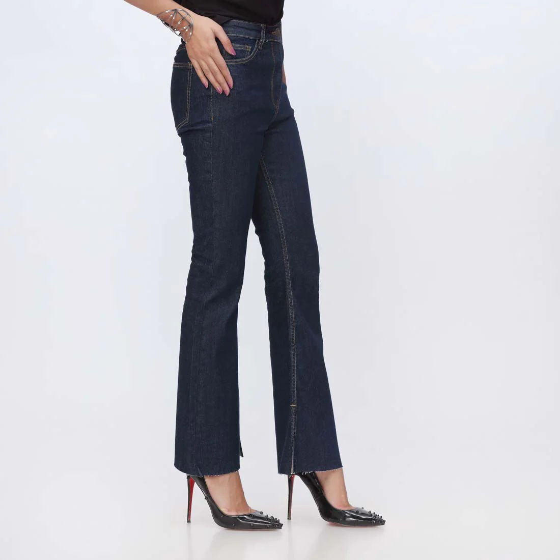Navy Bell Bottom Denim Pant PS1542 - Image 3