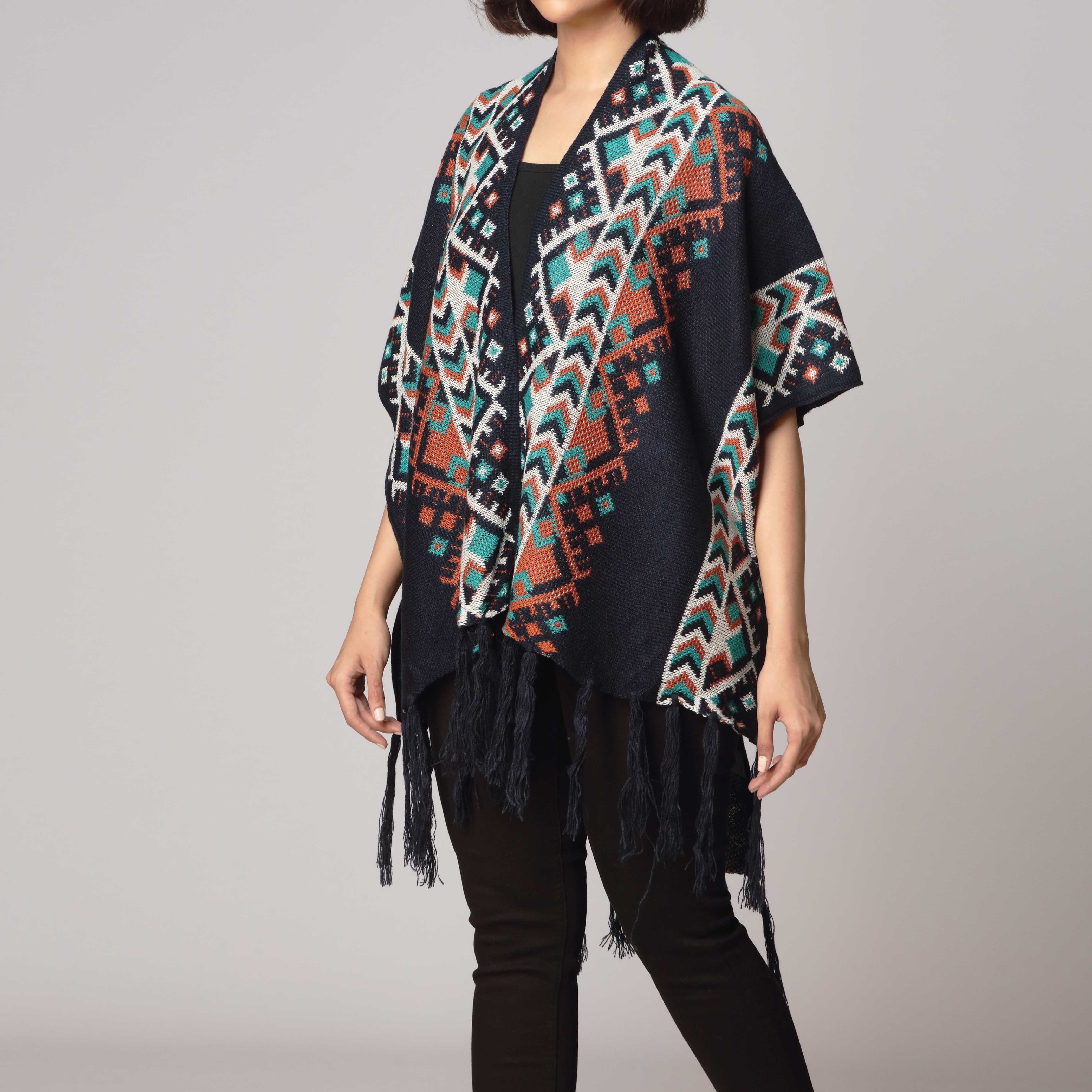 Navy Cape Shawl PW2801 - Image 2