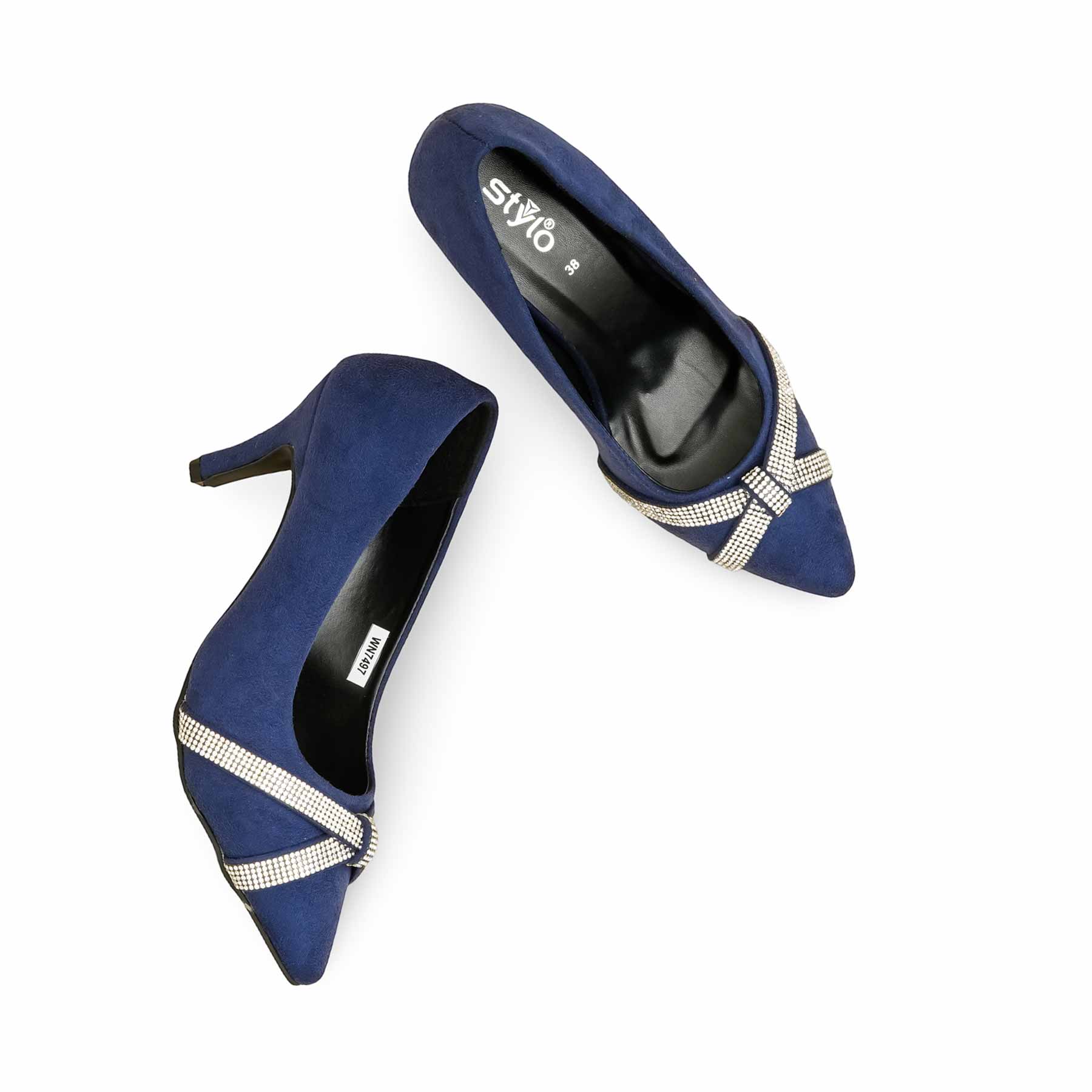 Navy Court Shoes For Women WN7497 - Image 5