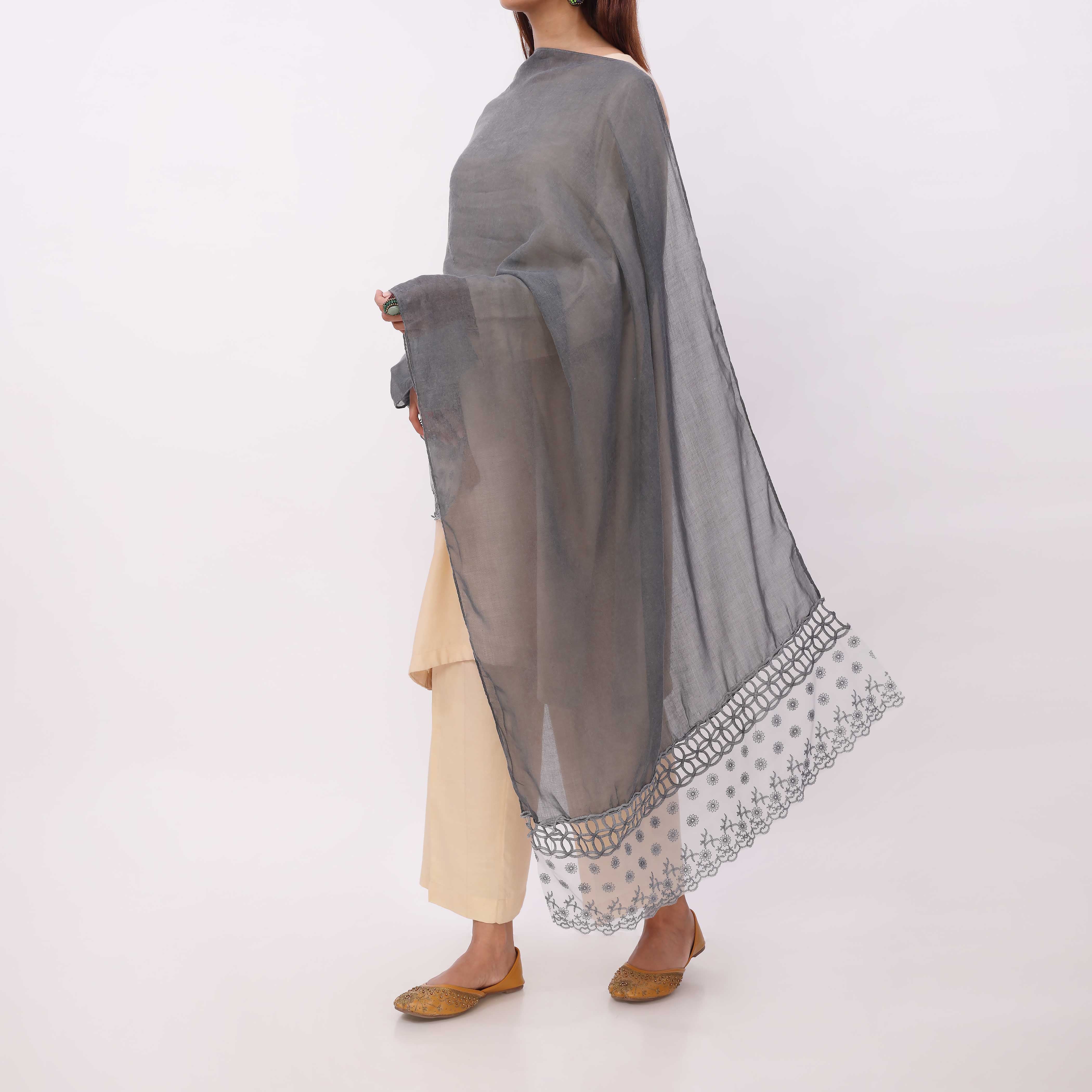 Navy Embroidered Stole PD5336 - Image 3