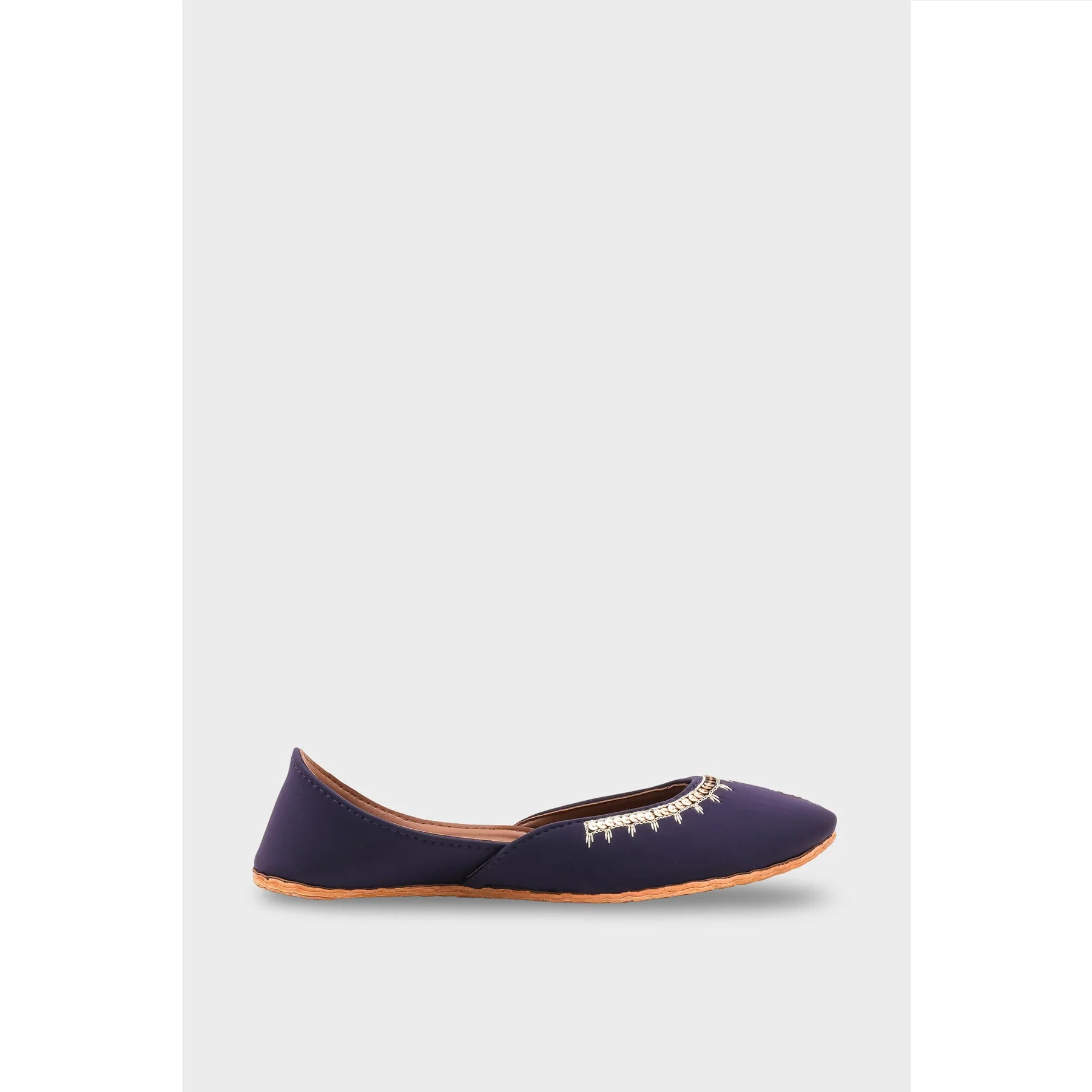 Navy Leather Khussa For Women EC8760 - Image 3