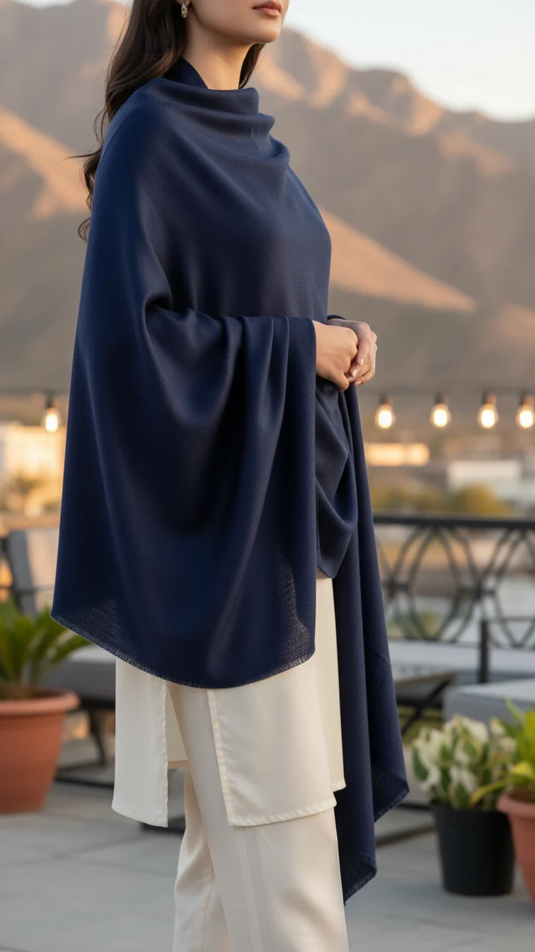 Navy Winter Shawl PW5882 - Image 3