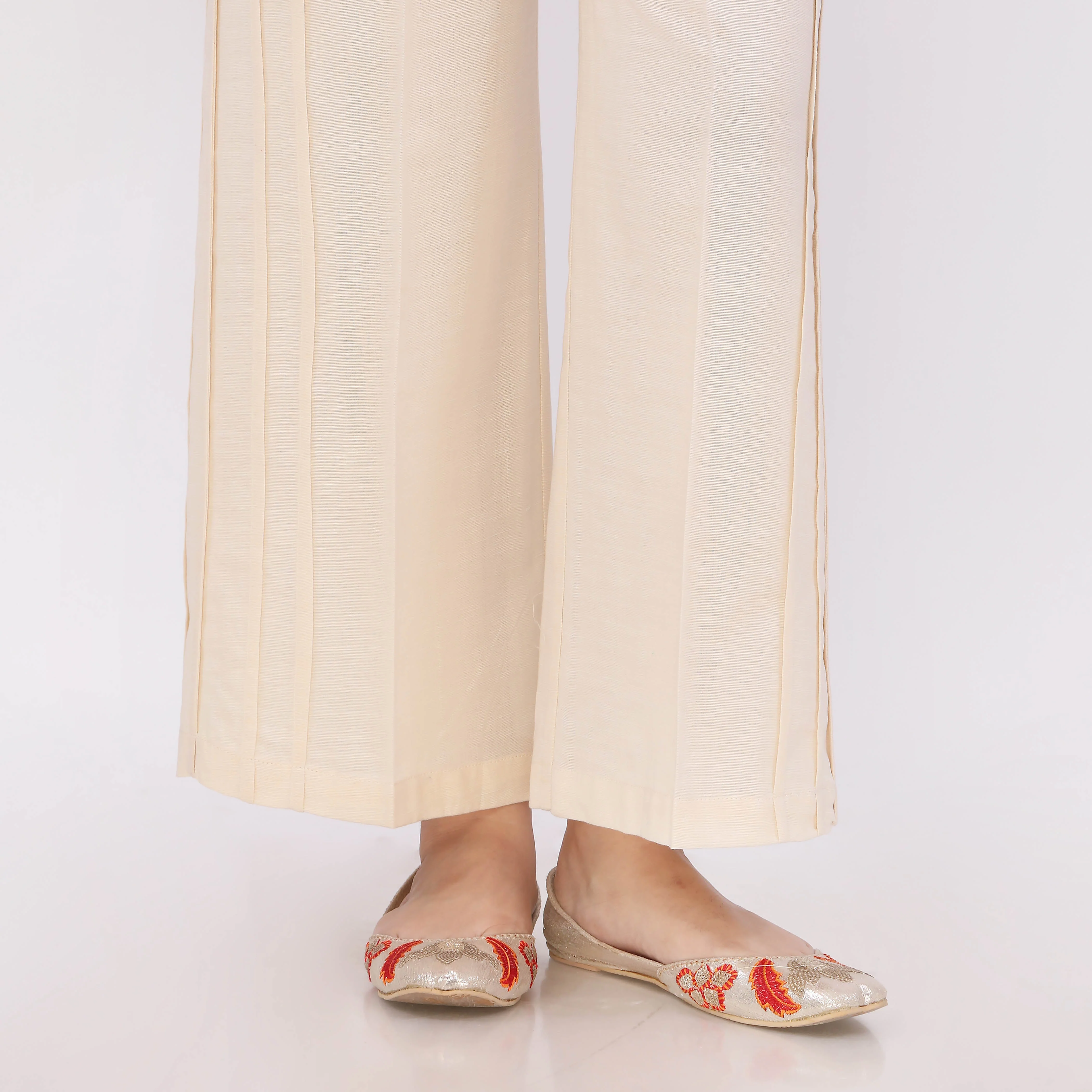 Off/White Slub Khaddar Trouser PL5146 - Image 2