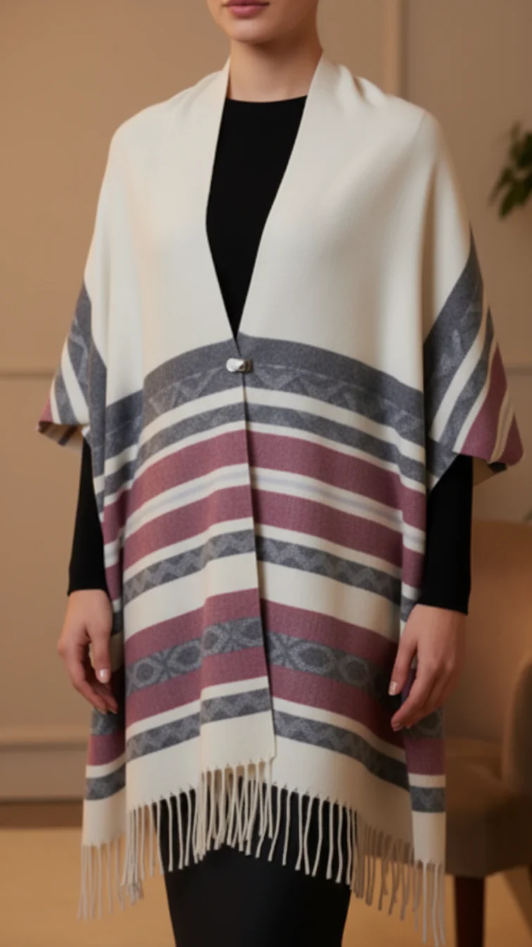 Off/White Winter Capeshawl PW5639 - Image 2