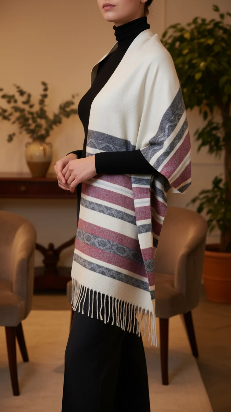 Off/White Winter Capeshawl PW5639 - Image 3