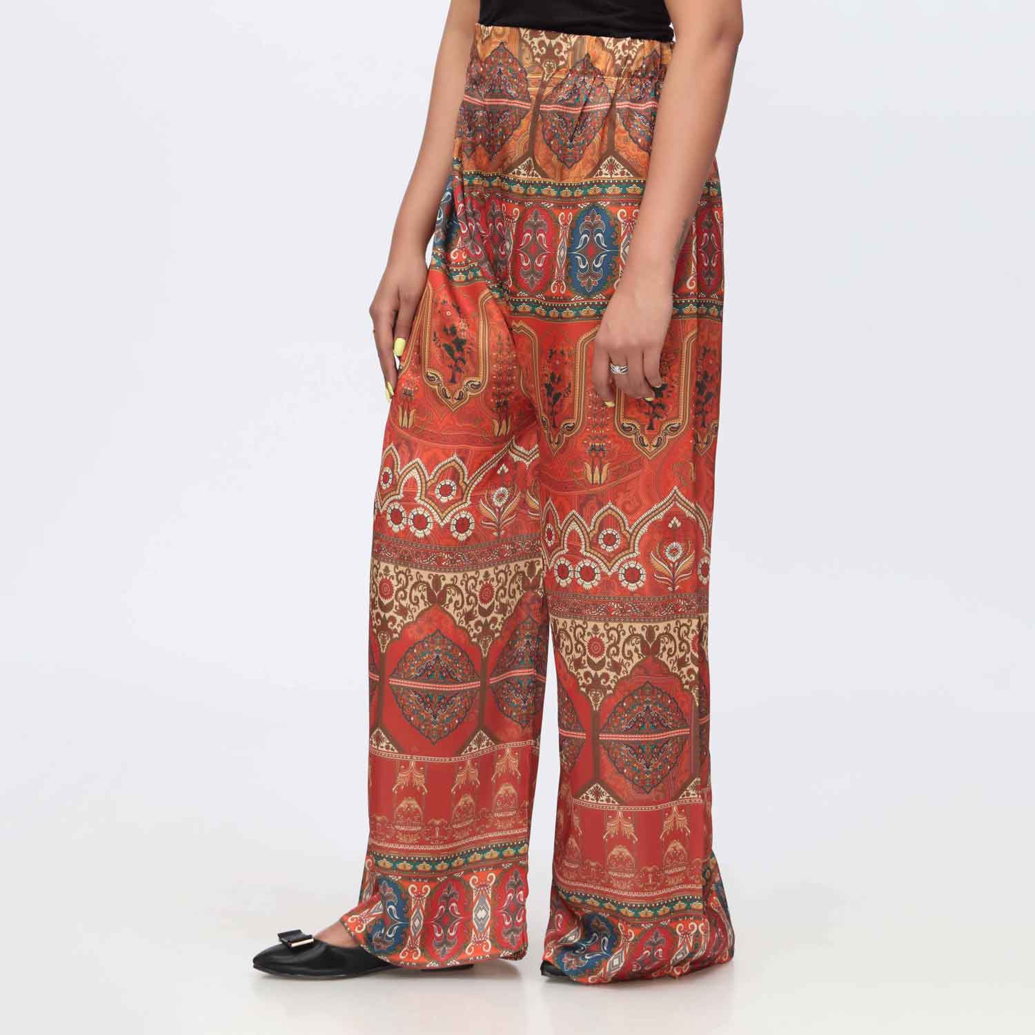 Orange Digital Printed Shamoz Silk Trouser PW3650 - Image 2