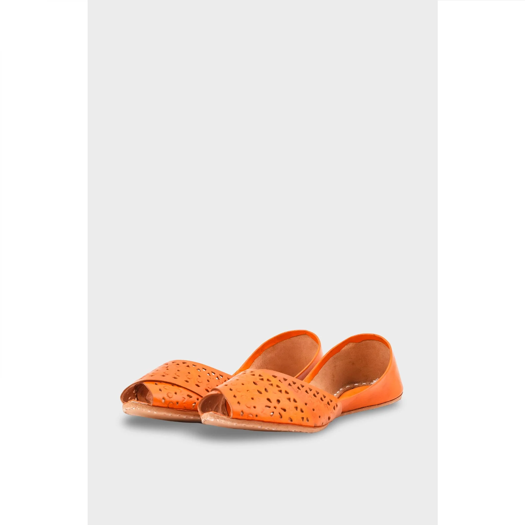 Orange Leather Khussa EC8639 - Image 3