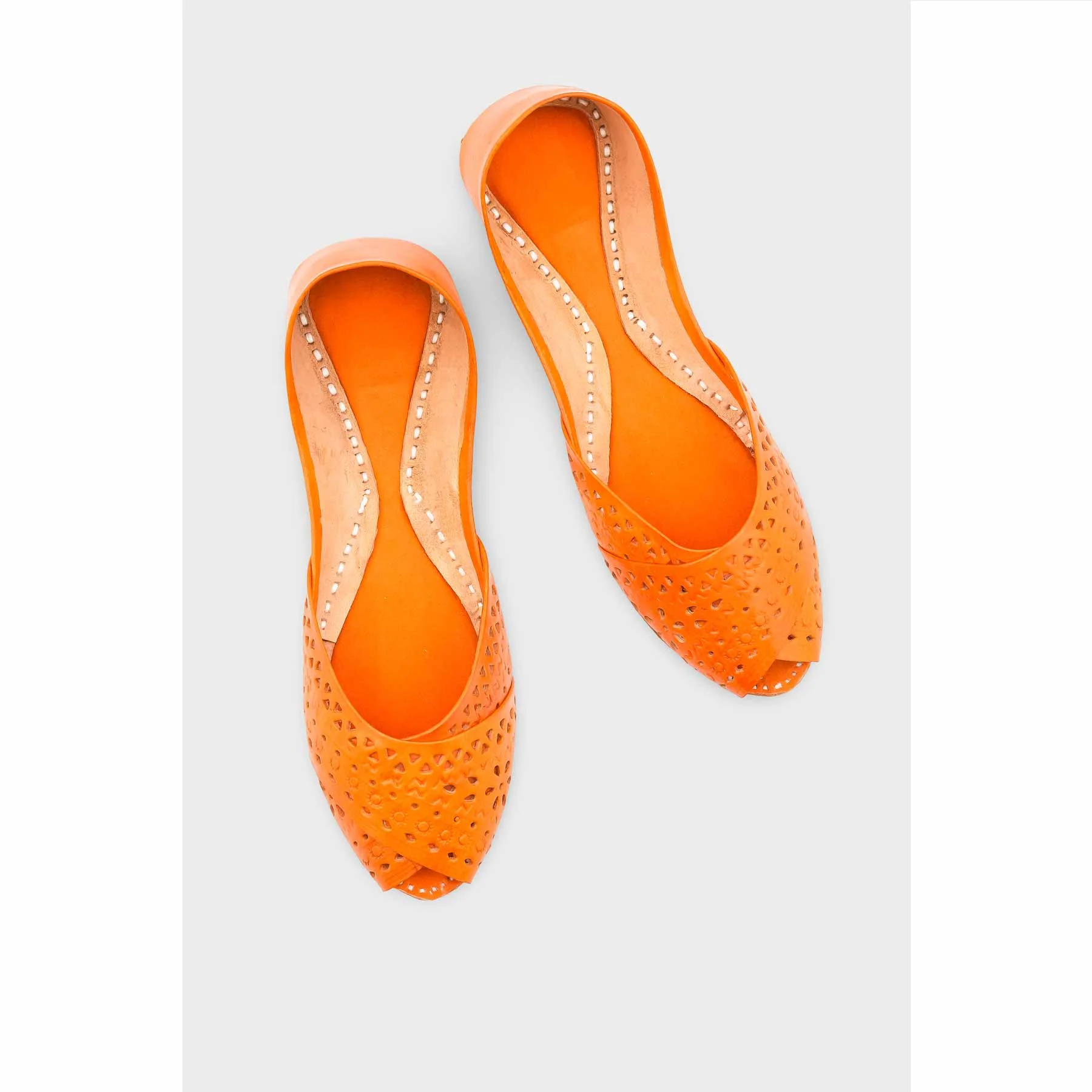Orange Leather Khussa EC8639 - Image 5