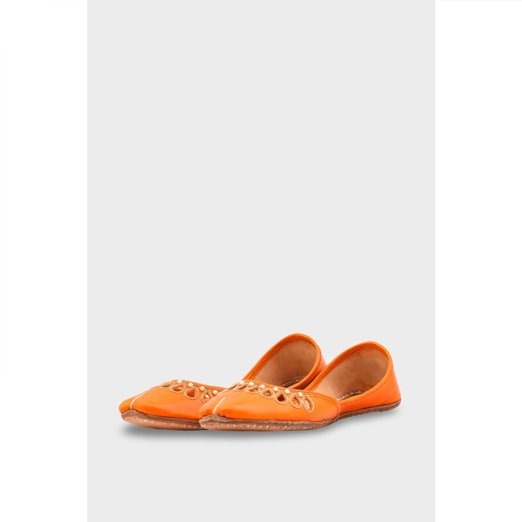 Orange Leather Khussa EC8643 - Image 3