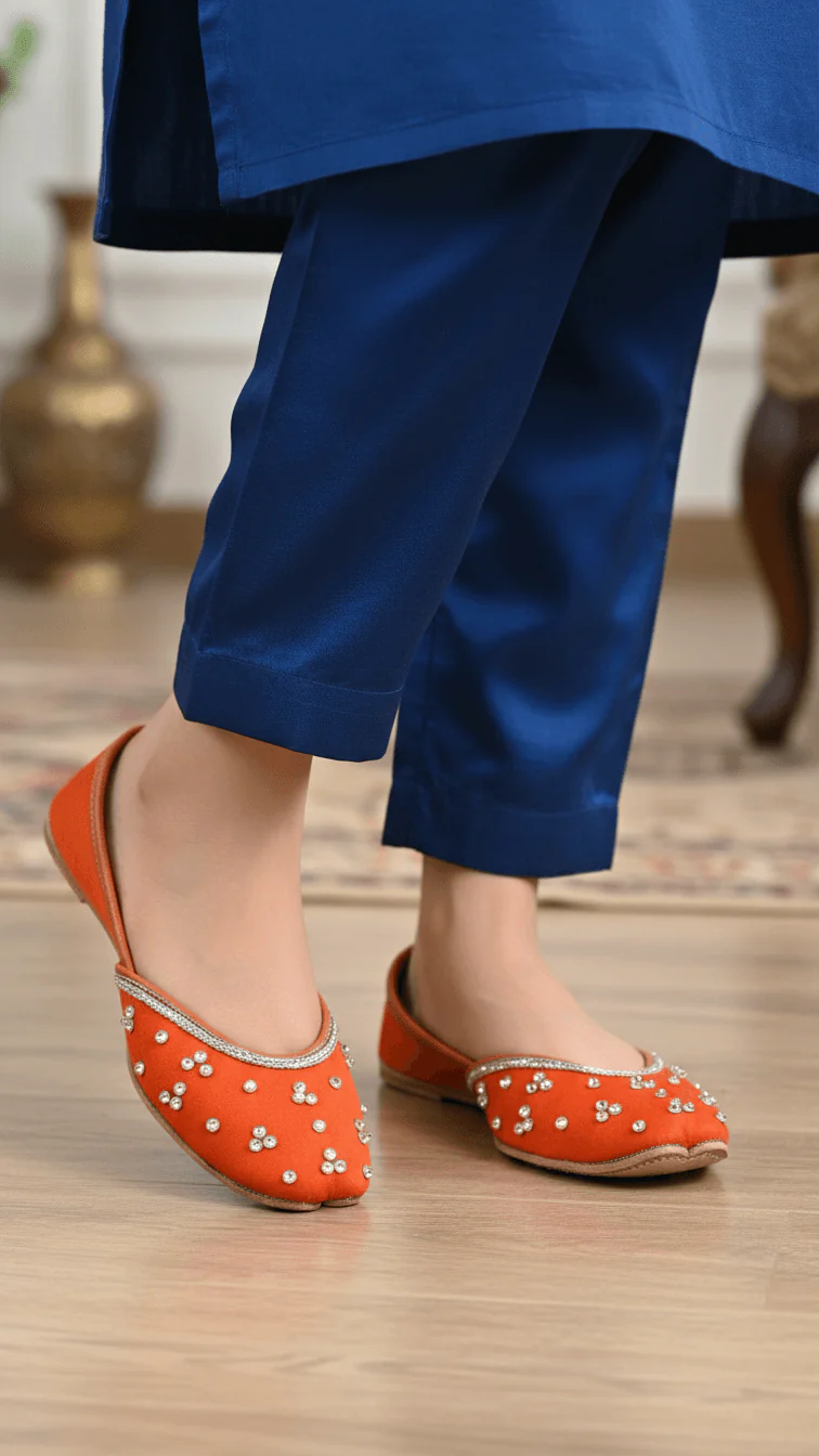 Orange Fancy Khussa For Ladies EC8532