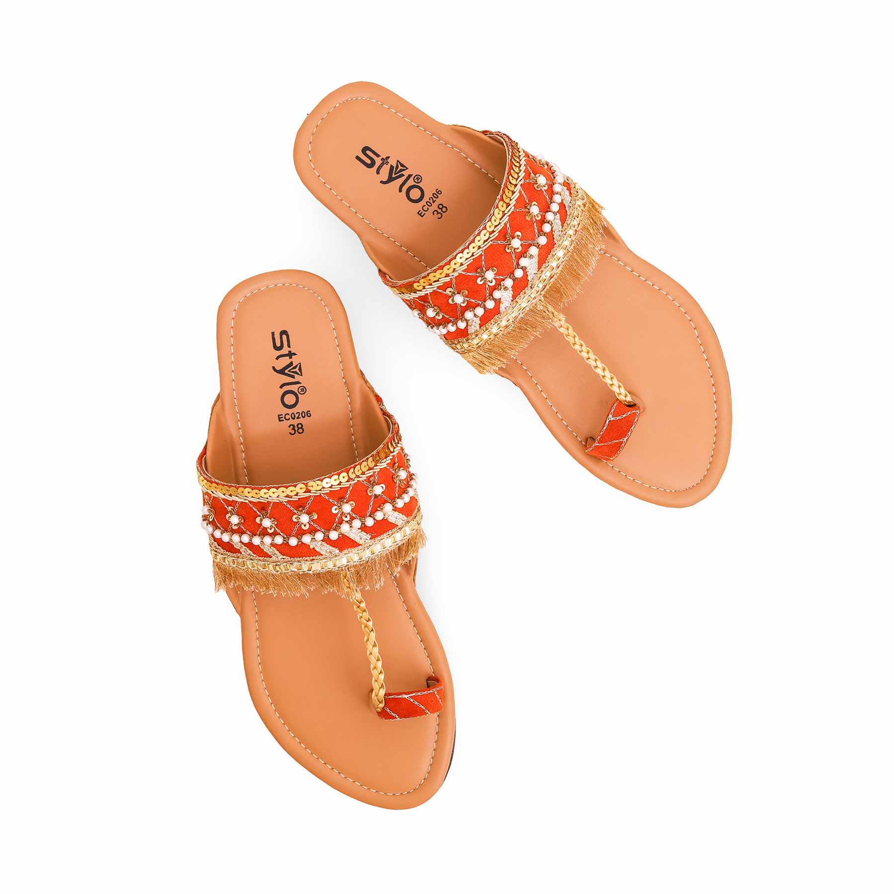 Orange Fancy Women Chappal EC0206 - Image 4