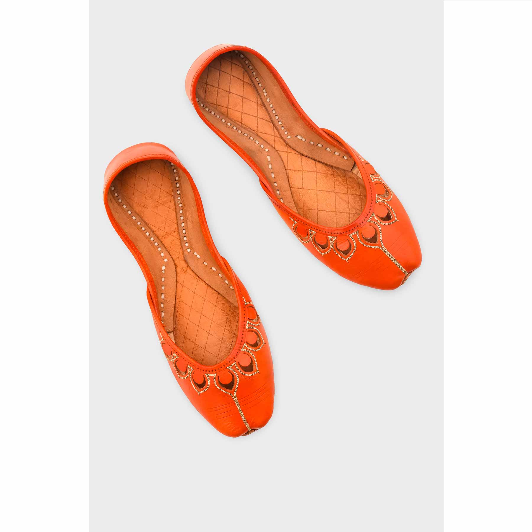 Orange Leather Khussa For Women EC8711 - Image 5