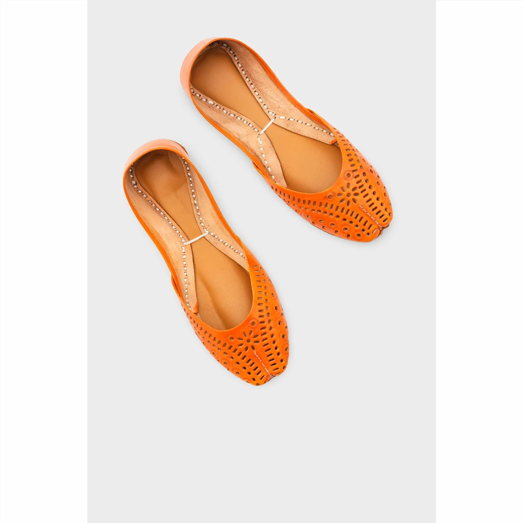 Orange Leather Khussa For Women EC8713 - Image 5
