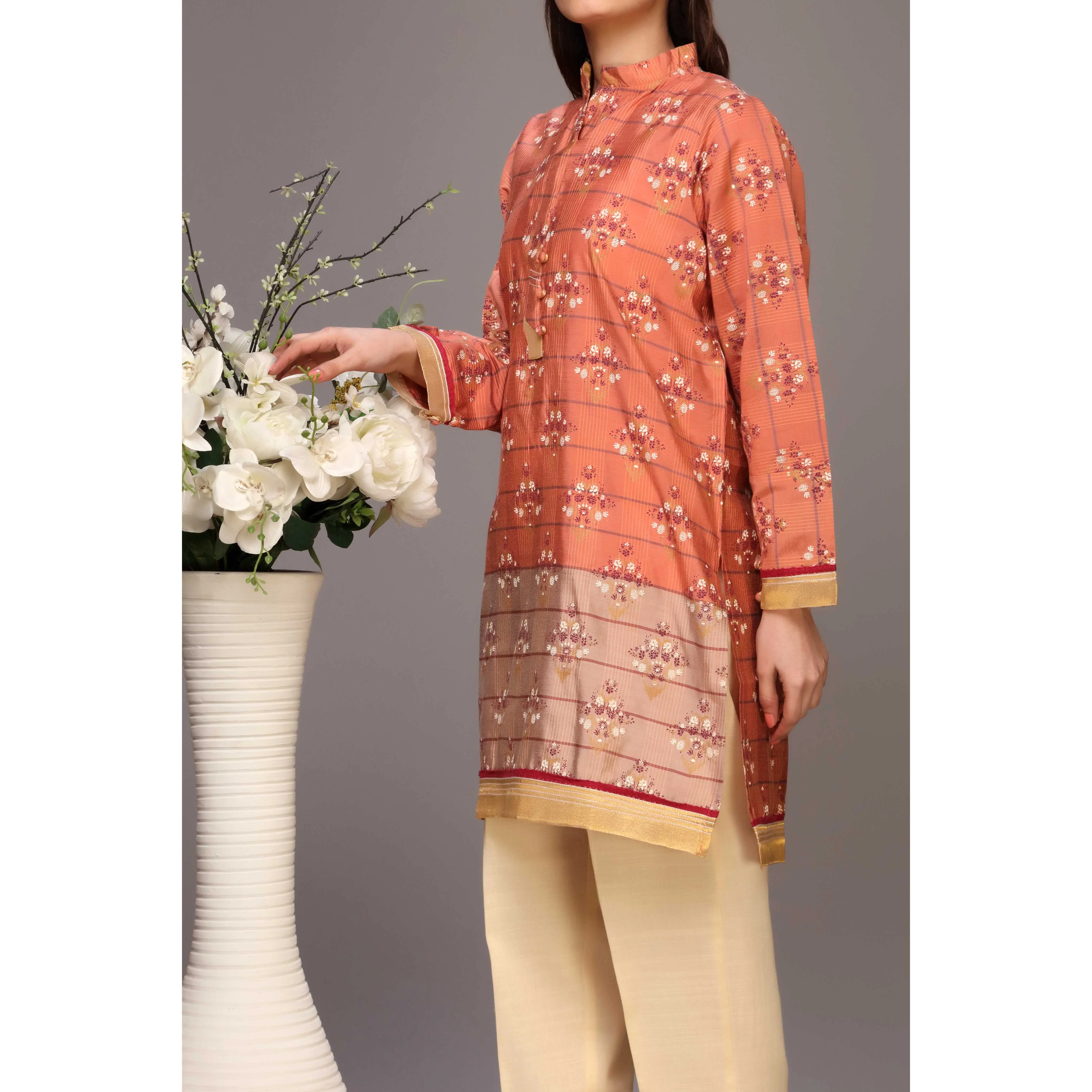 Peach Color Silk Shirt PS2117 - Image 2