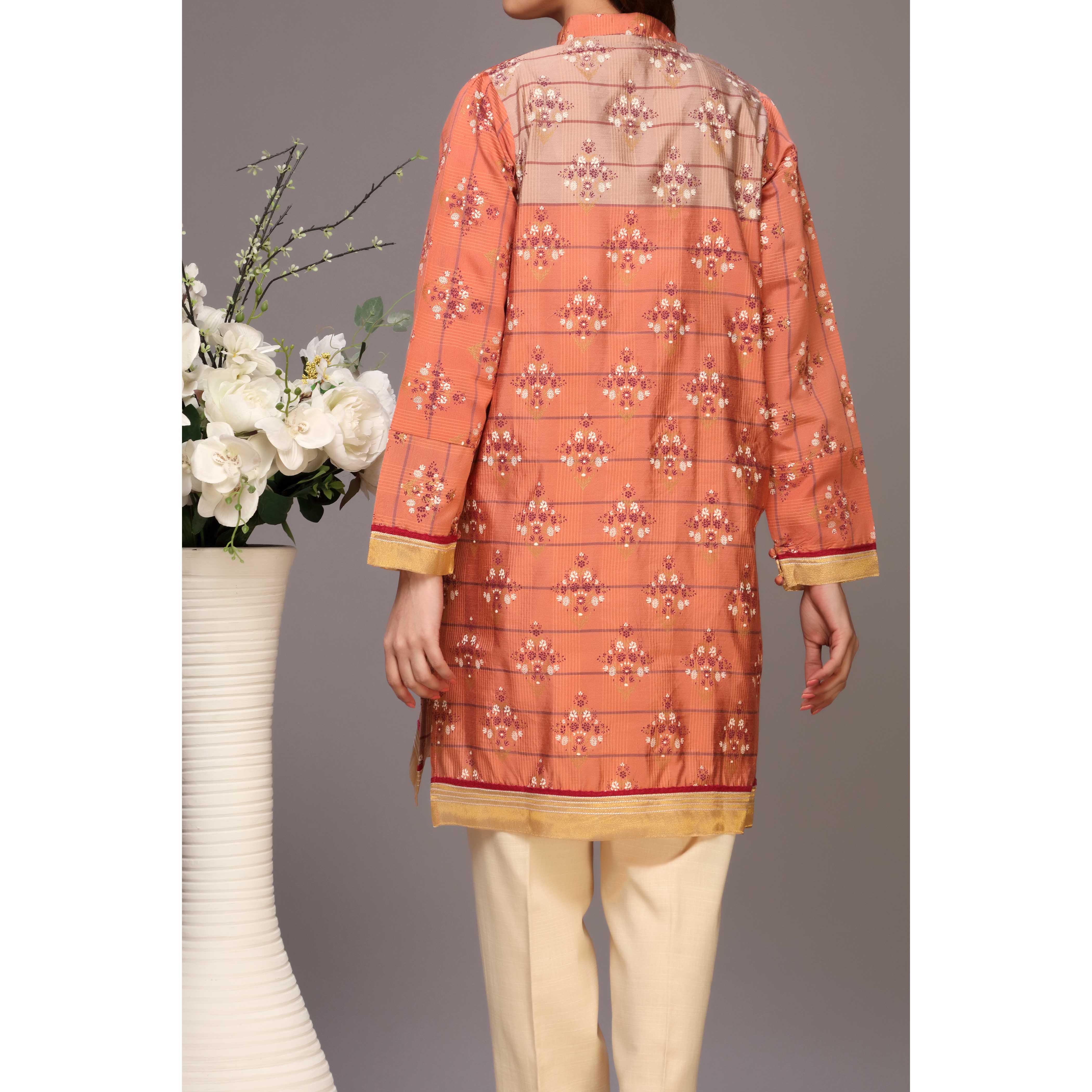 Peach Color Silk Shirt PS2117 - Image 3
