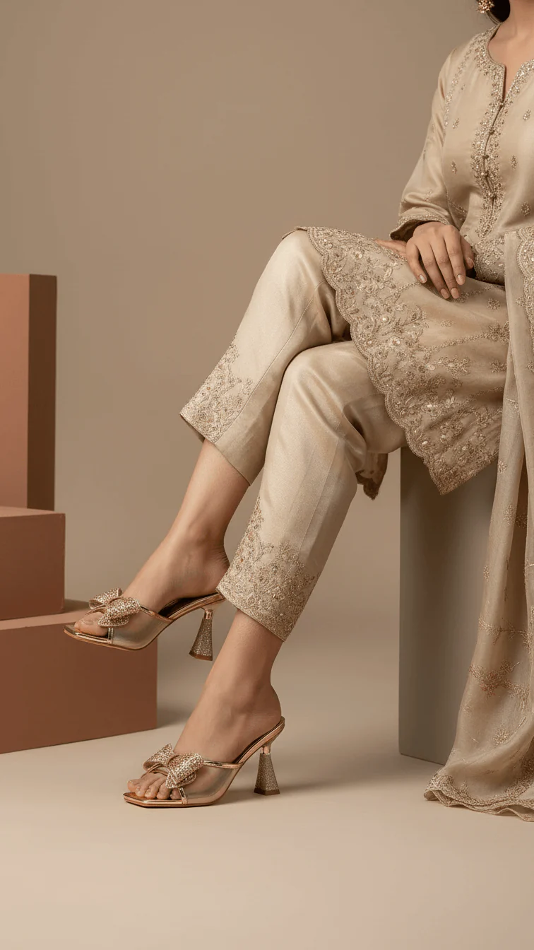 Peach Fancy Bridal Sandal FN6106 - Image 2