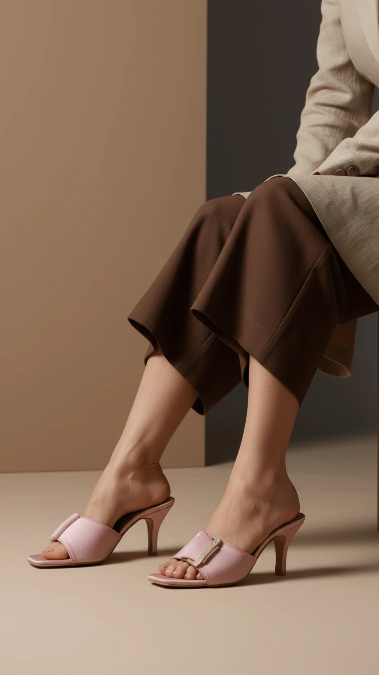 Peach Formal Slipper For Women FR8403