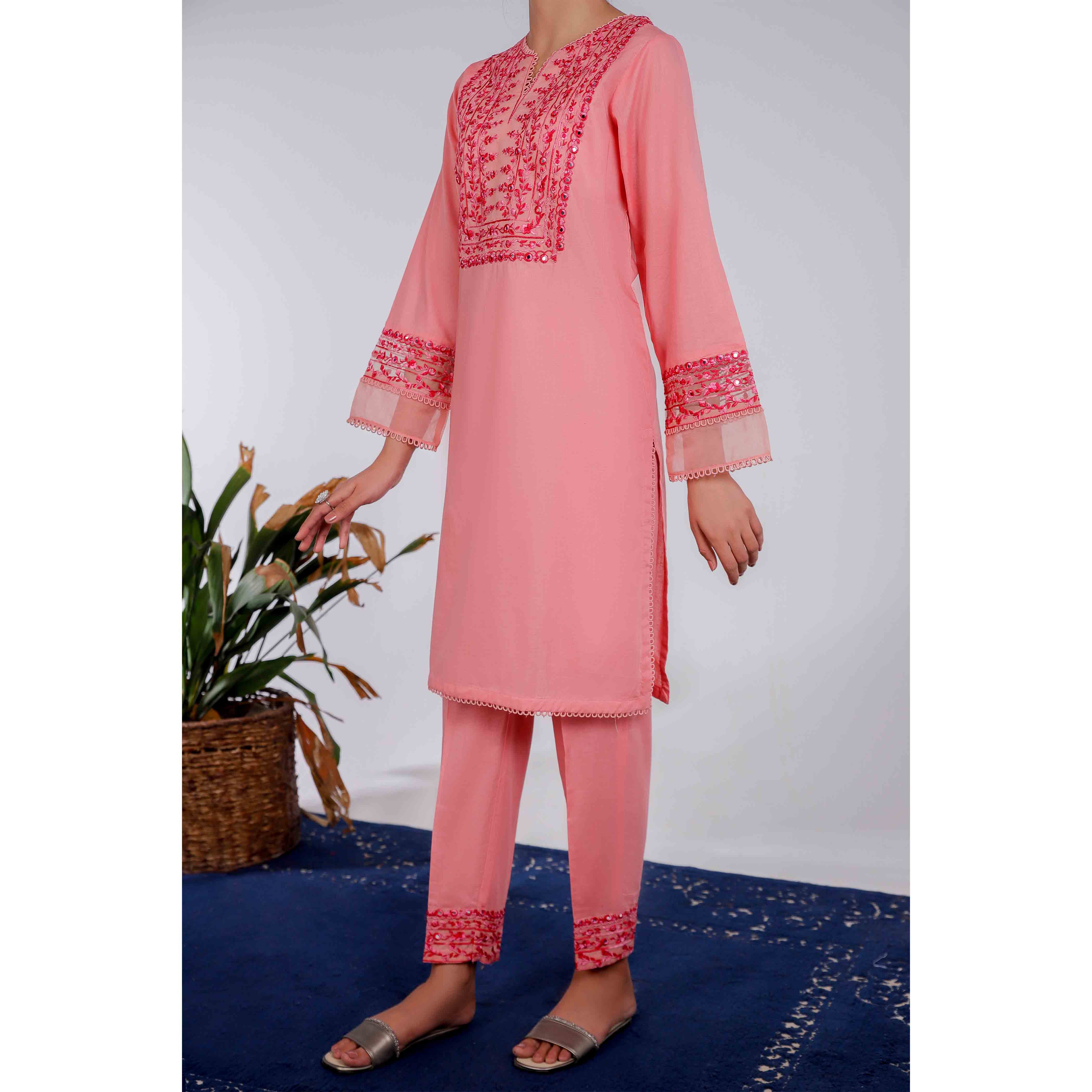 2PC- Embroidered Cambric Suit PS4322 - Image 2