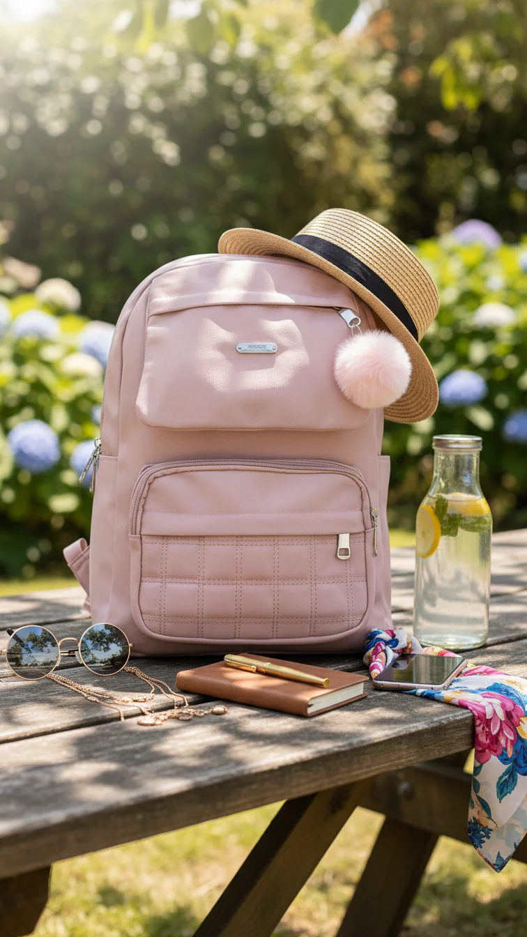 Pink Casual Back Pack For Women P47471 - Image 2