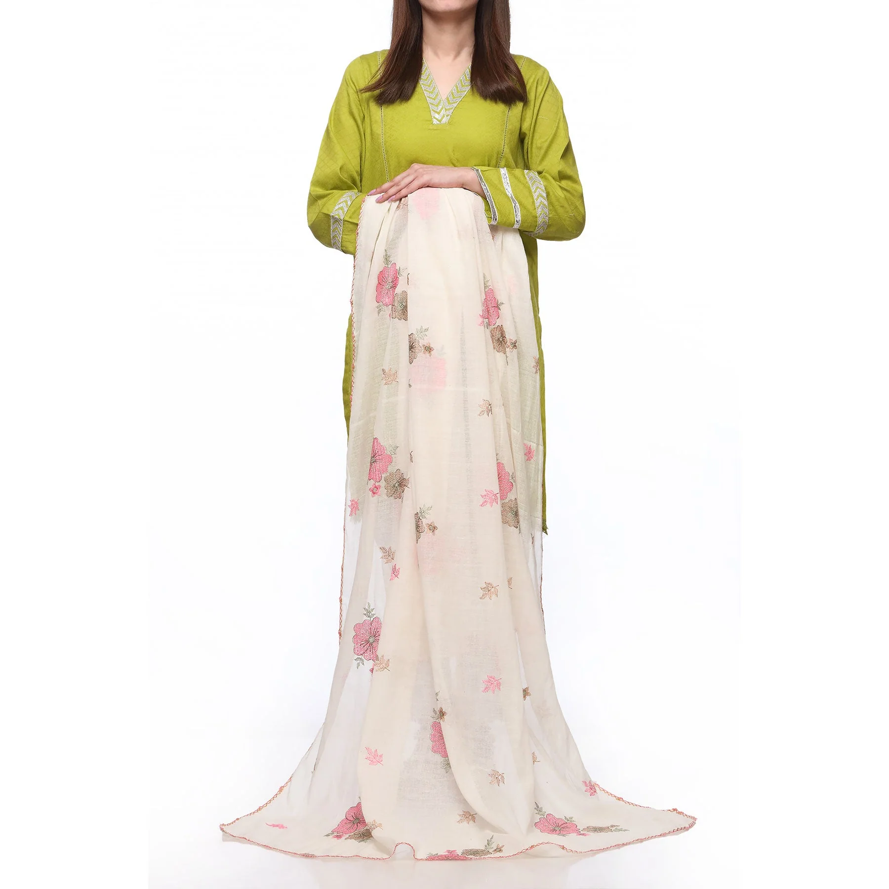 Pink Color Dyed Lawn Stole PS2719 - Image 2