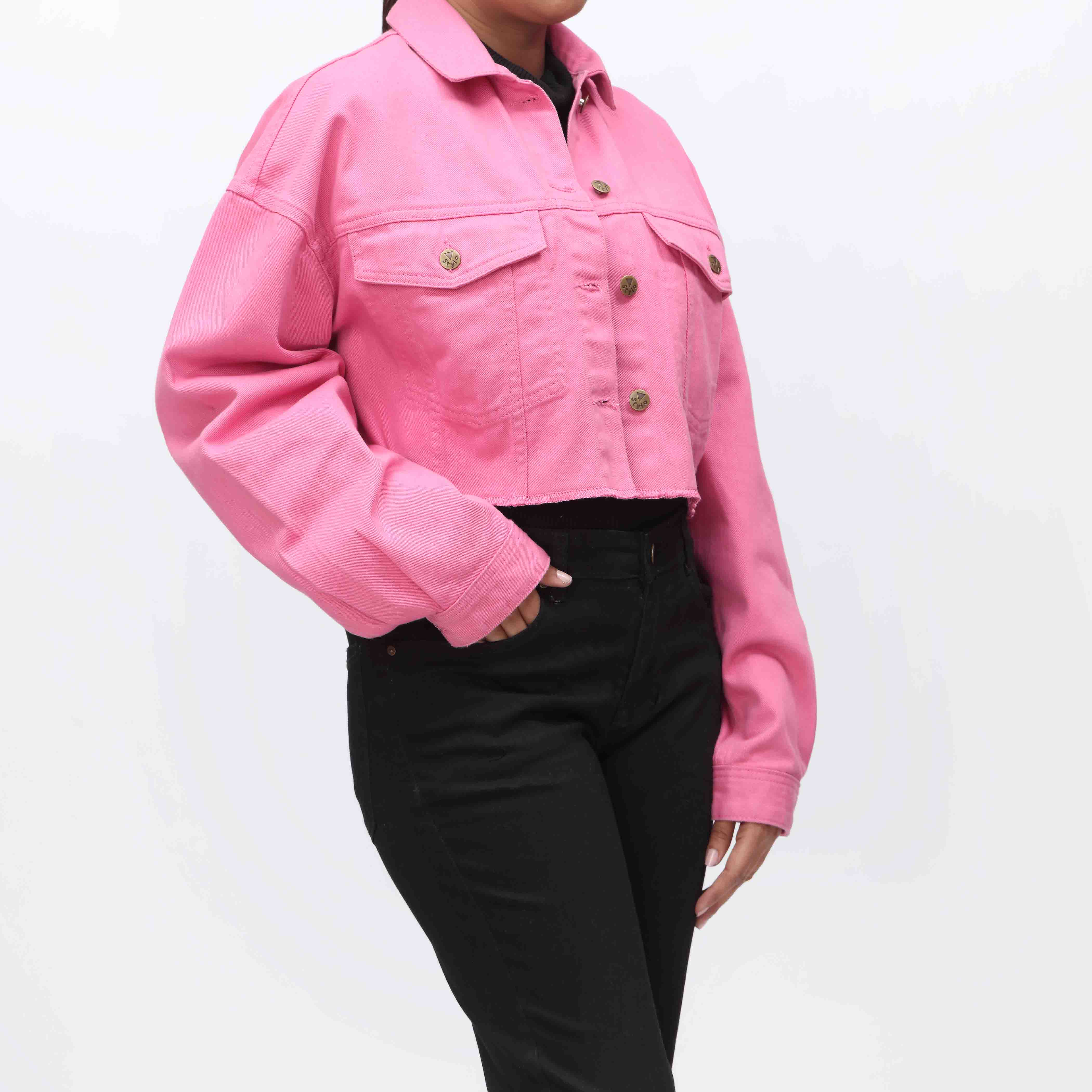 Pink Denim Jacket PW3999 - Image 2