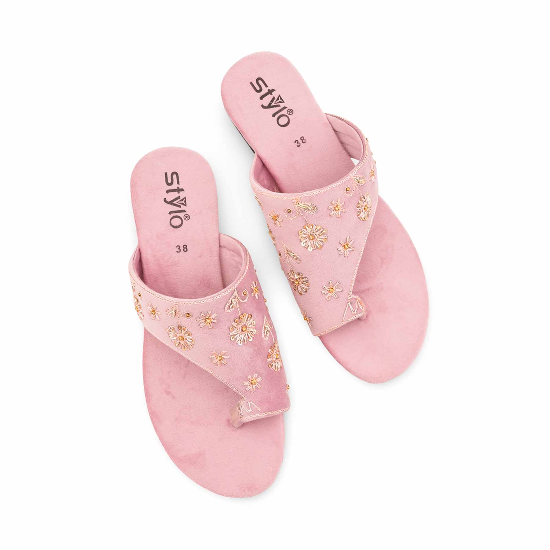 Pink Ethnic Chappal For Women EC0250 - Image 6