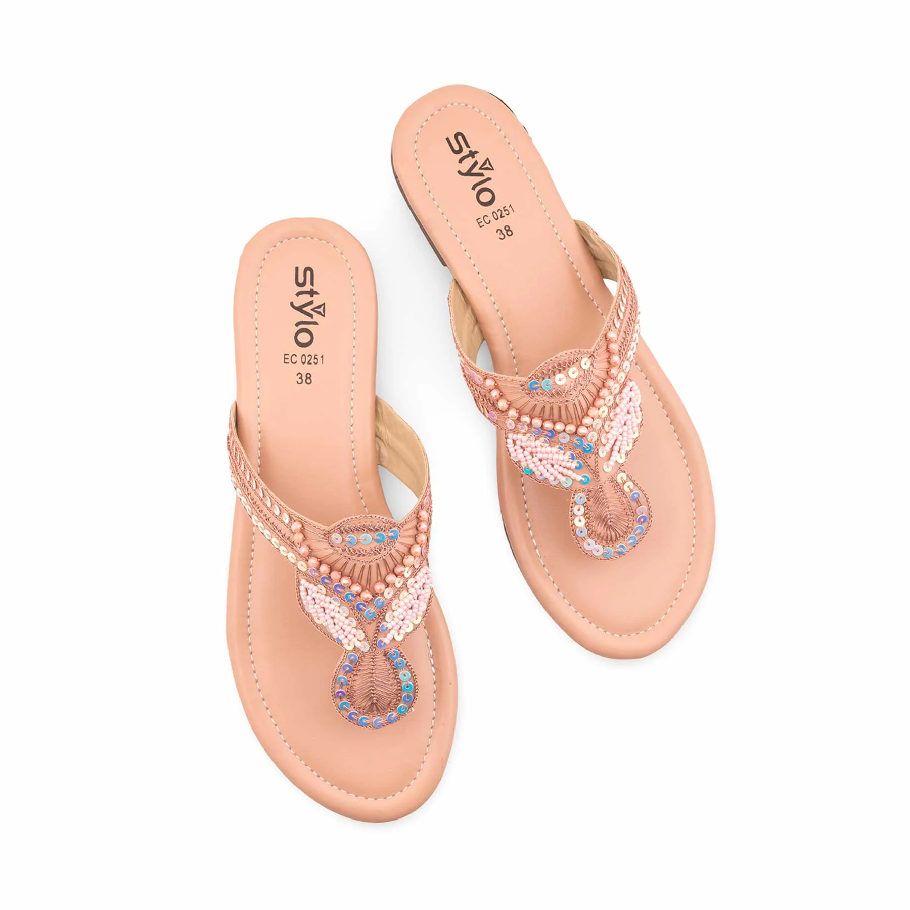 Pink Ethnic Chappal For Women EC0251 - Image 5