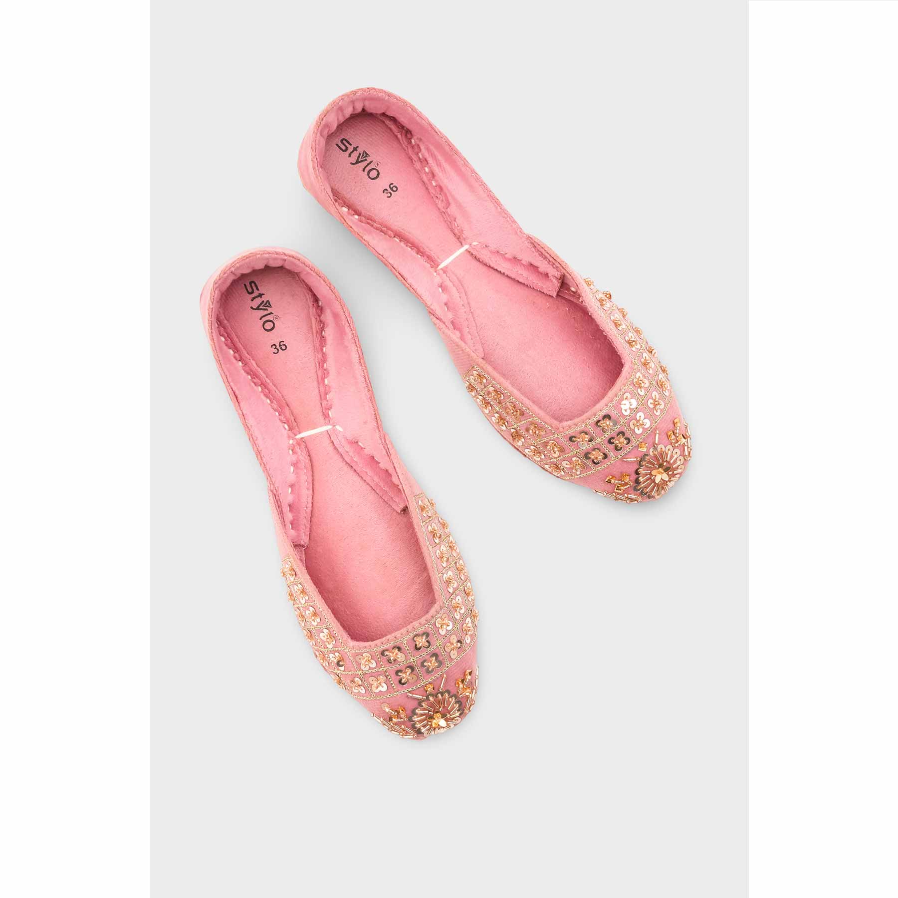 Pink Leather Khussa For Women EC8762 - Image 6